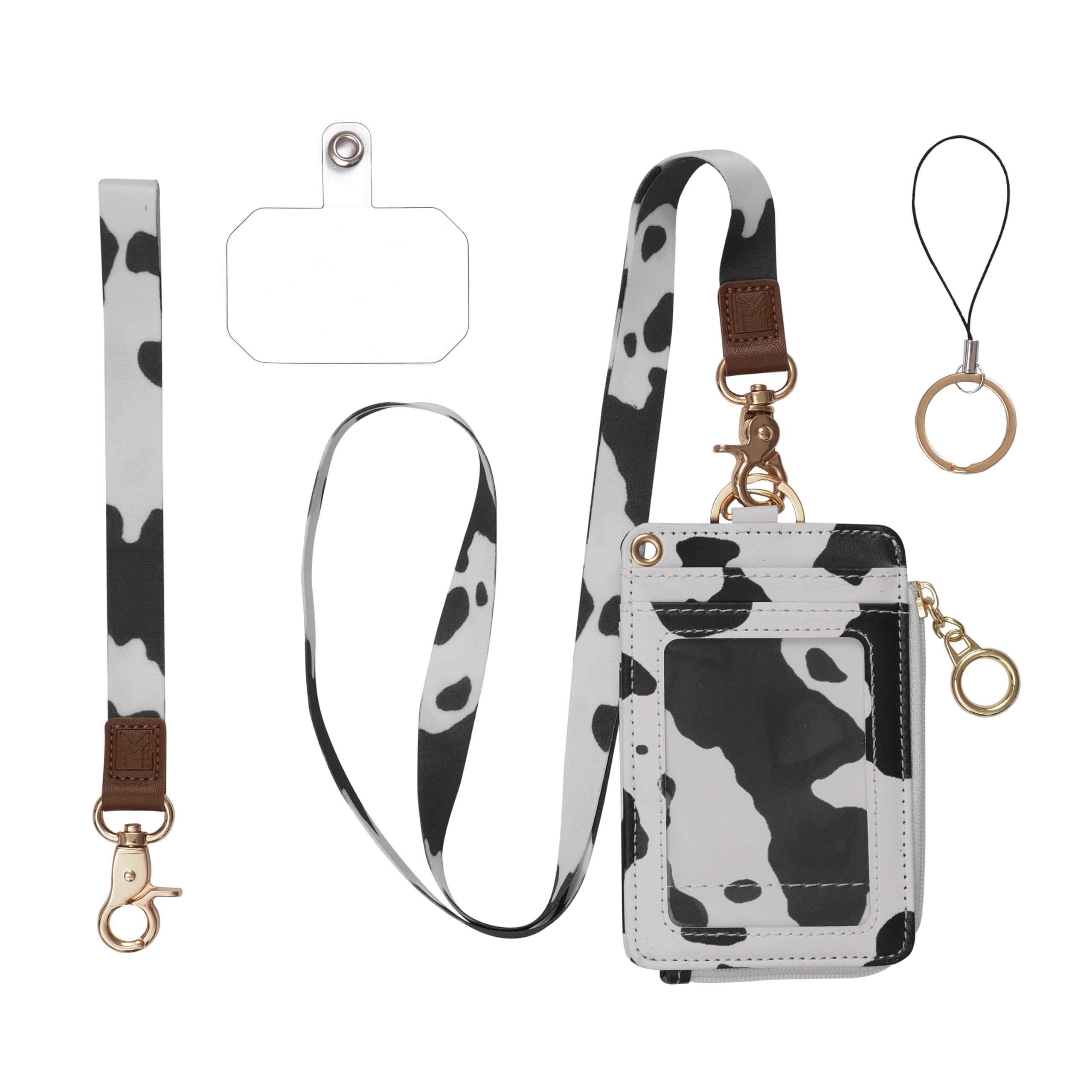 MONDO DESIGNS 2-in-1 ID Badge Holder & Lanyard Wallet - Multi-Use Womens Small Wallet with Removable Wristlet & Neck Lanyard, Clear Window, 5 Card