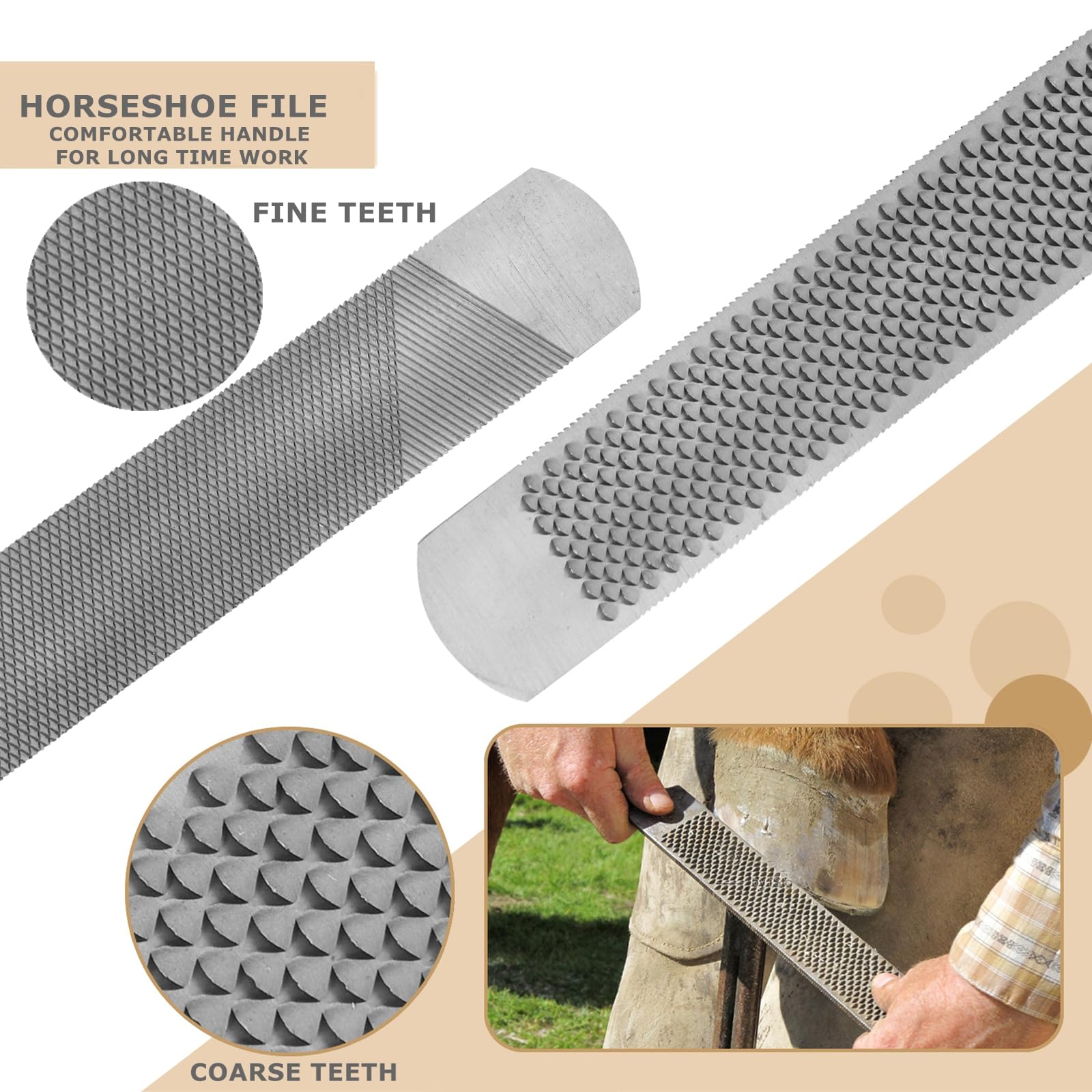 7 PCS Farrier Tool Kits Professional Hoof Trimming Farrier Tools for Horses Cattle Goat Donkey Pig,Includes 14 Inch Hoof Nipper,Hoof Rasp,Hoof Trimmers,Hoof Knife and Brush,Mini Hoof Rasp,Carry Bag - image 6