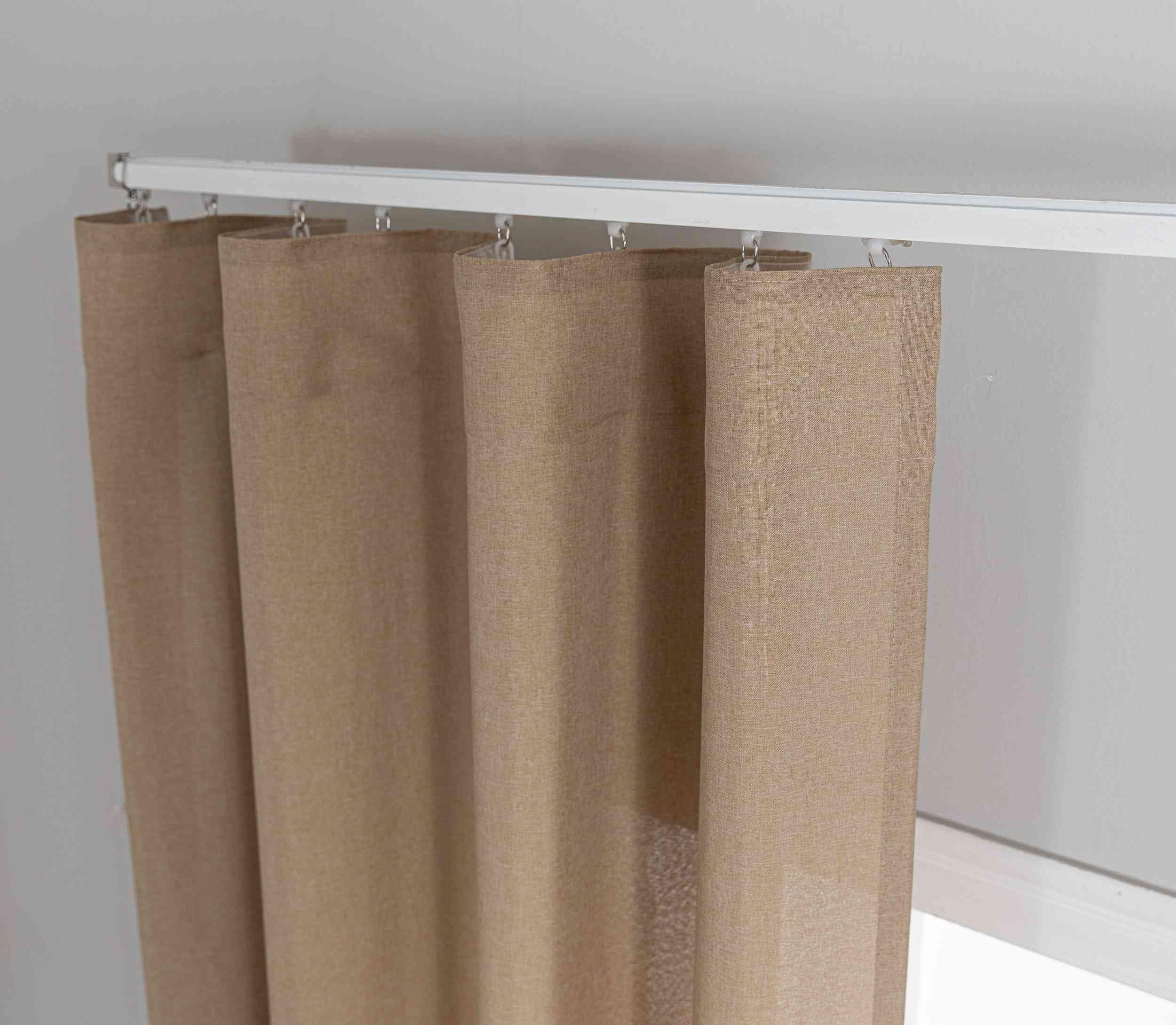 Gardinen-Set 3-teilig S Wien« | 2 Vorhänge Leinenoptik HxB 245x145 cm Taupe und 1 Voile Batist Store HxB 245x300 cm Weiß 1:2 Wellenband 2025100-110S1