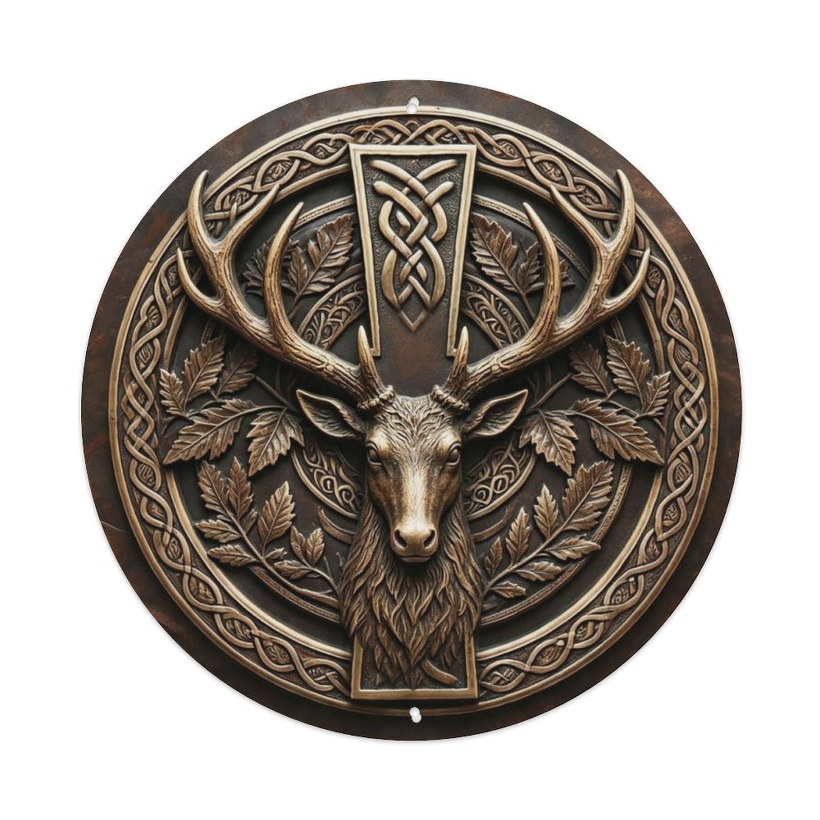 Rustic Deer Antler Metal Tin Sign Plaque