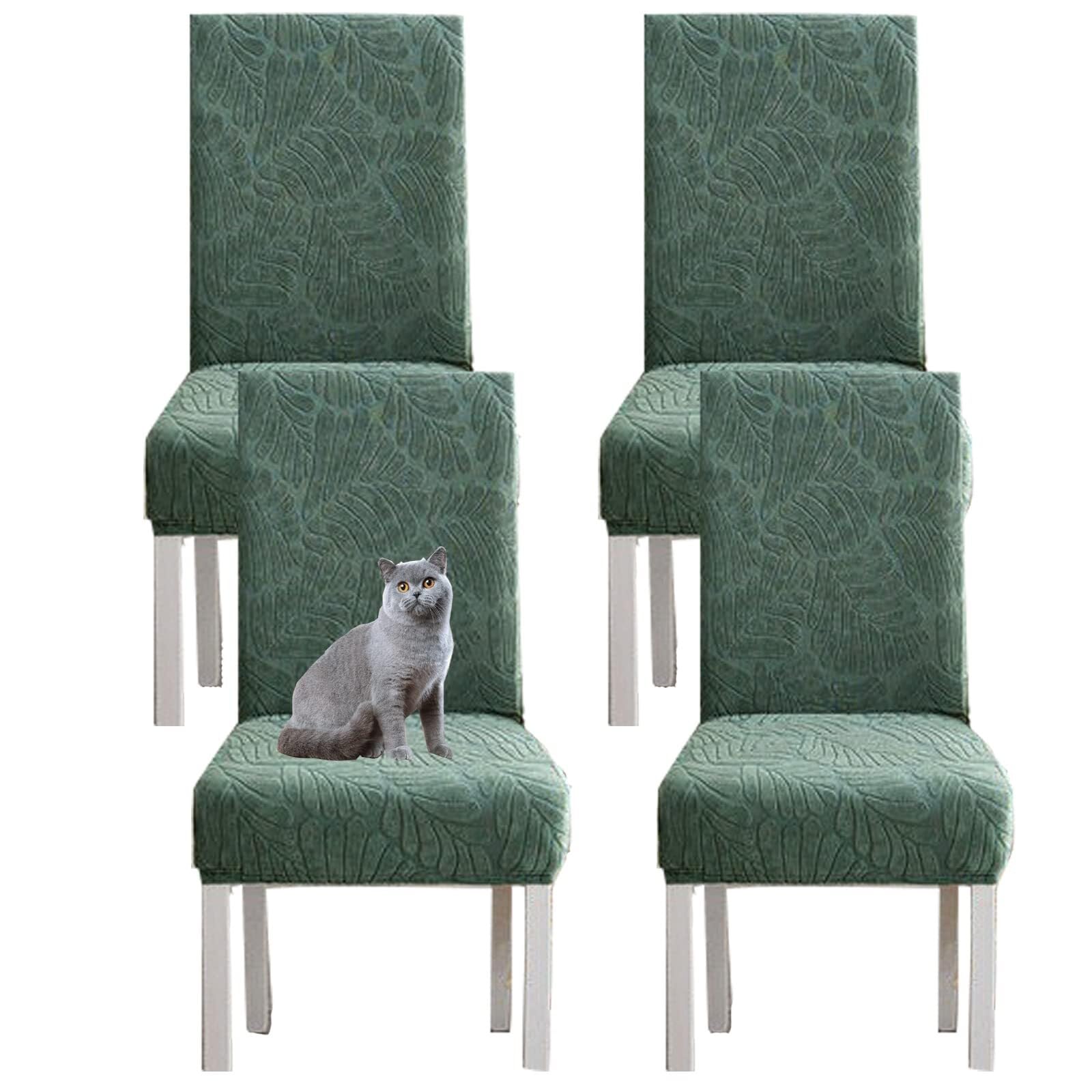 NMVAWIPT Jacquard High Back Stretch Knitted Fleece Chair Covers For Dining Room Home Wedding Banquet Hotel(3#,4pcs)