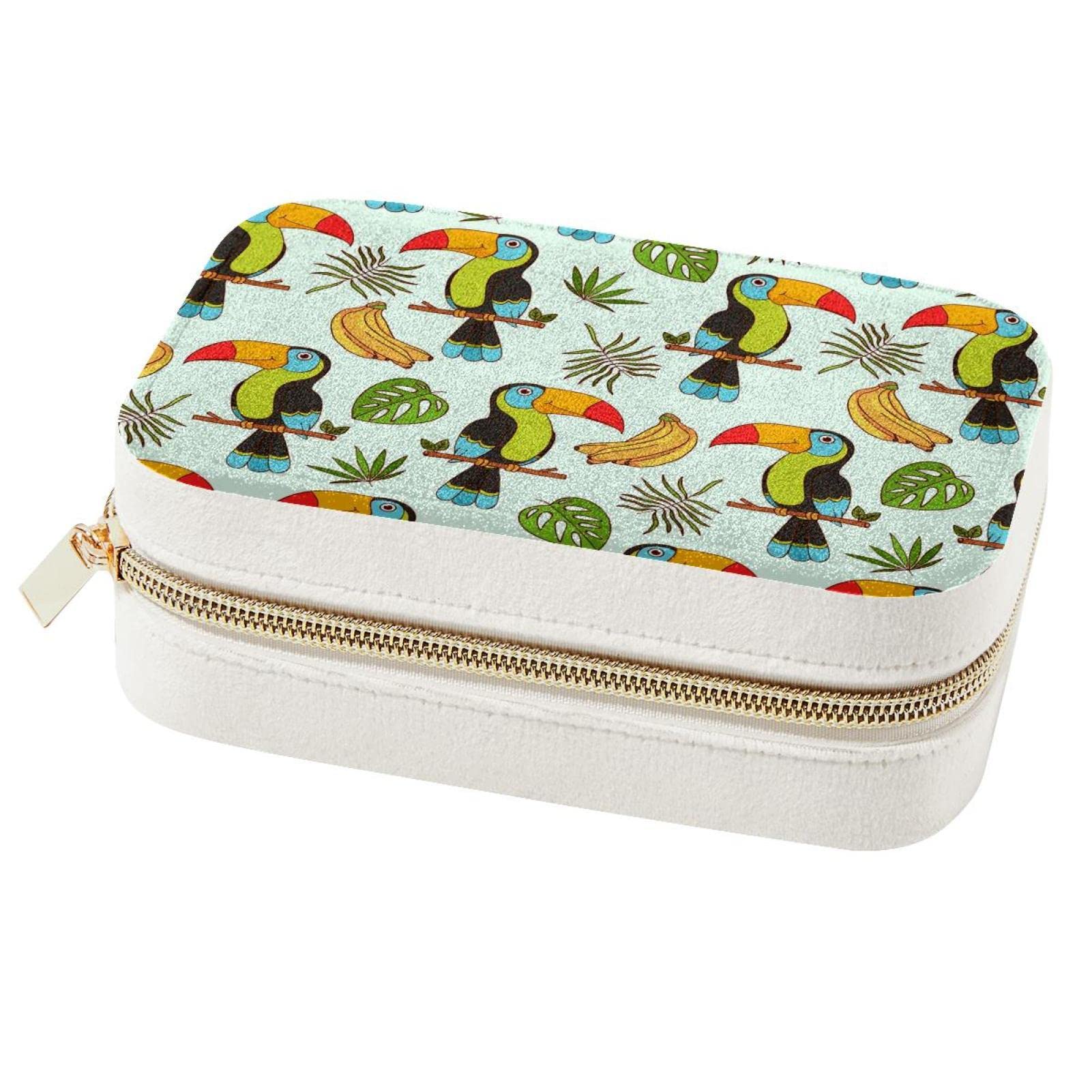 Boîte à bijoux de voyage toucans pour bagues et colliers