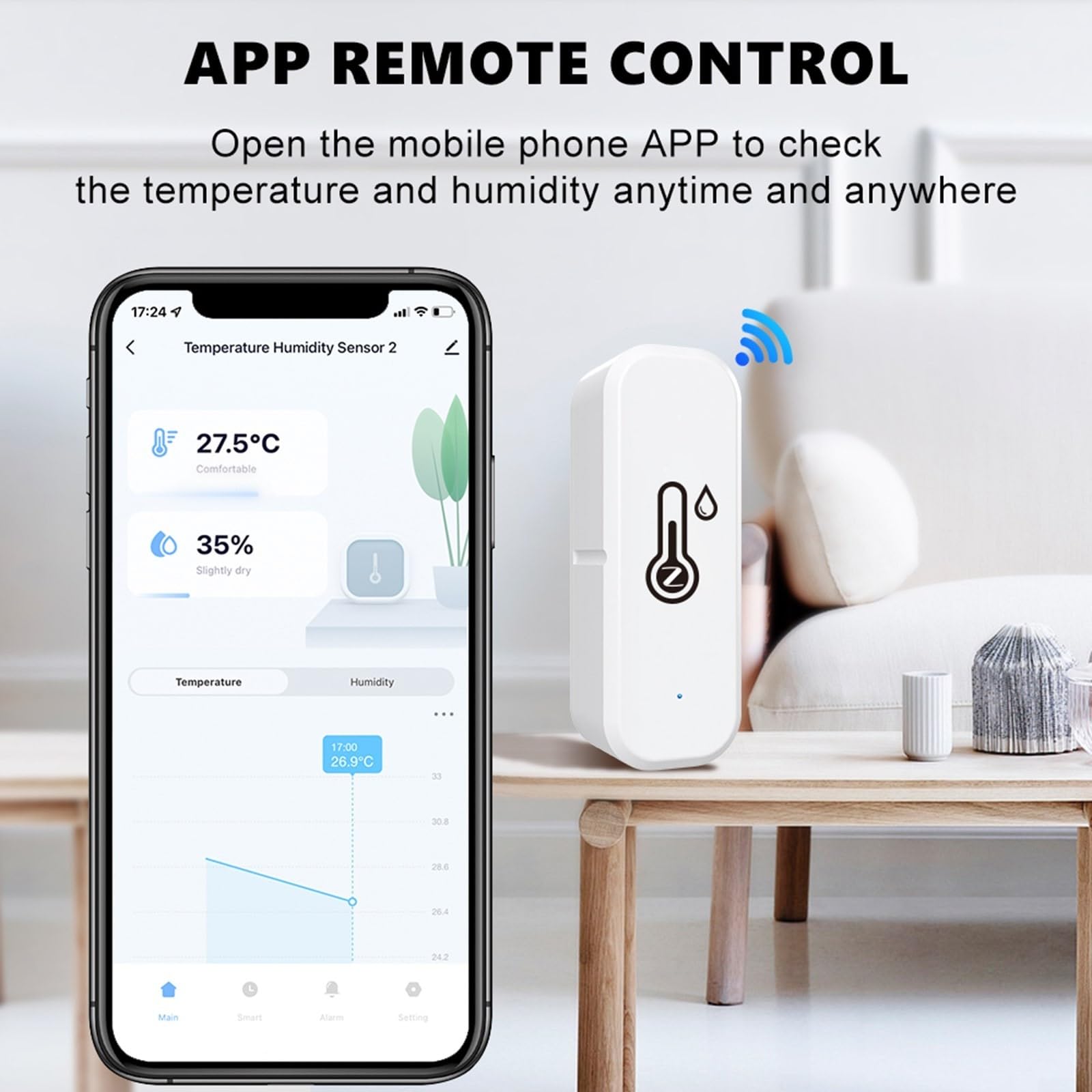 Inteligentny czujnik Wi-FI do inteligentnego domu, higrometr, termometr, monitor temperatury i wilgotności (3 sztuki)