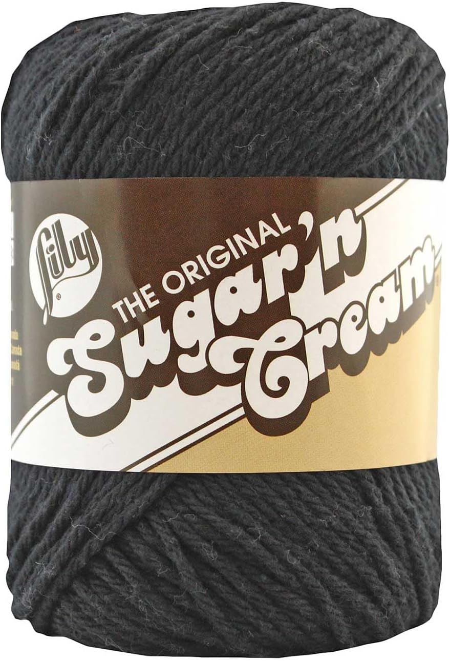 Lily 10200100002 Sugar 'N Cream The Original Solid Yarn, 2.5oz, Medium 4 Gauge, 100% Cotton - Black - Machine Wash & Dry