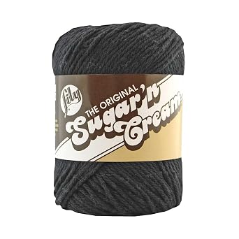 Lily 10200100002 Sugar N Cream The Original Solid Yarn, 2.5oz, Medium 4 Gauge, 100% Cotton - Black - Machine Wash & Dry