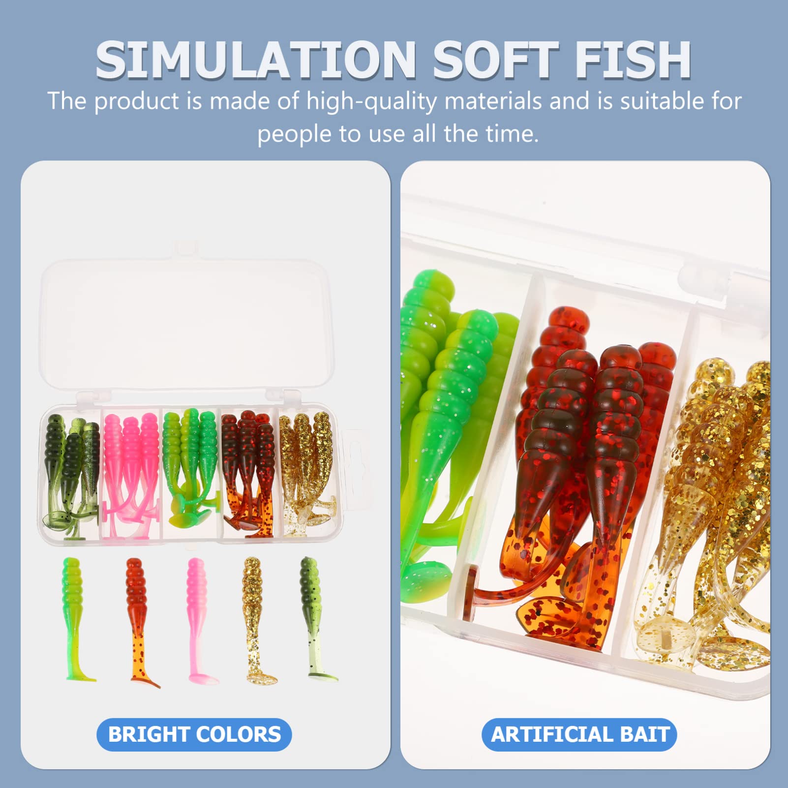 Kisangel Simulation Weicher Köder Hechtköder Gummifische Forellenköder Fischköder-Set Angeln Zubehör Garage Doppelt Simulation Von Fischködern Mini-simulationsköder PVC