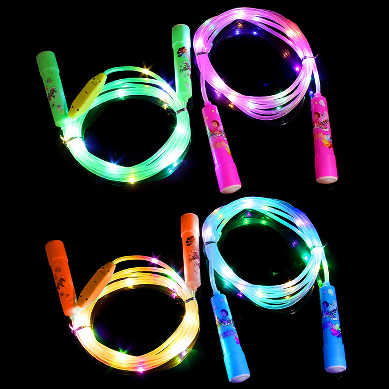 Lot de 2 cordes à sauter à LED réglables en longueur et TROIS modes d'éclairage pour enfants, spectacle de lumière, fitness - Sport Lot de 2 cordes à sauter à LED réglables en longueur et TROIS modes d'éclairage pour enfants, spectacle de lumière, fitness - Sport