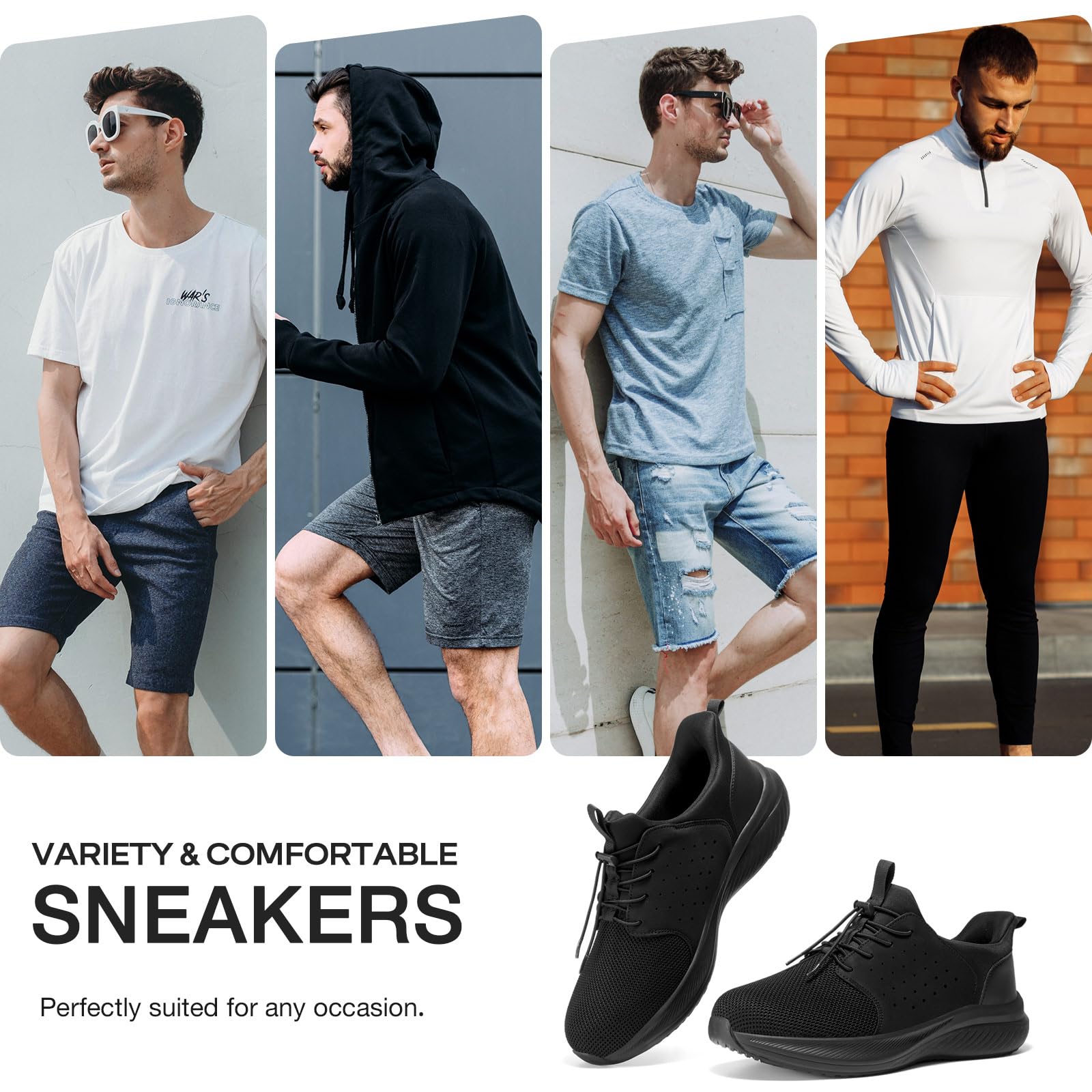 HEEZ Zapatillas de Deporte Slip On Zapatillas Running Hombre Ligeros Transpirables Caminar Bambas Casual Gimnasio Fitness Gym Atlético Trekking Tenis Asfalto Trabajo Sneakers