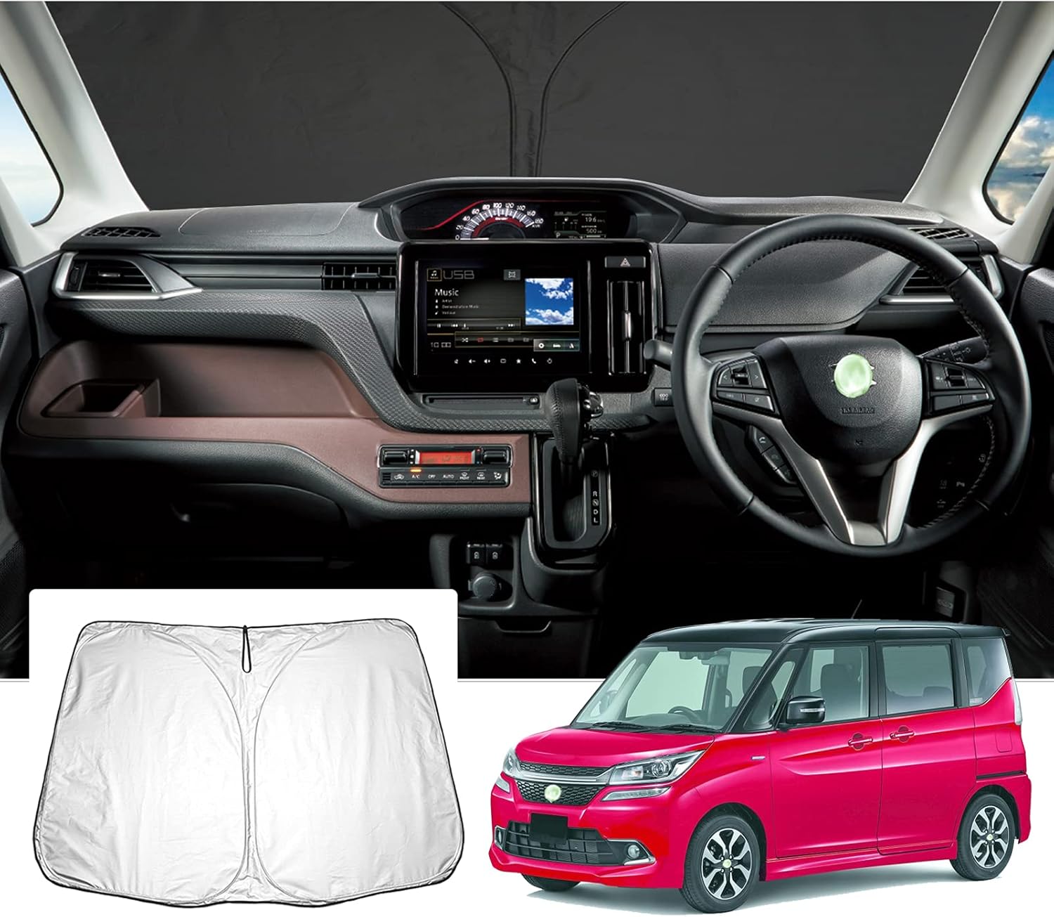 Gafat スズキ ソリオ Solio Ma37s Ma27s 専用 車用サンシェード フロントガラス用 Uvカット 折り畳み 遮光 断熱 紫外線カット 日よけ 収納袋付 車中泊 軽量 取付簡単 マルチサンシェード 専用グッズ 防犯対策 Gafat スズキ ソリオ Solio Ma37s Ma27s 専用 車用サンシェード フロントガラス用 Uvカット 折り畳み 遮光 断熱 紫外線カット 日よけ 収納袋付 車中泊 軽量 取付簡単 マルチサンシェード 専用グッズ 防犯対策