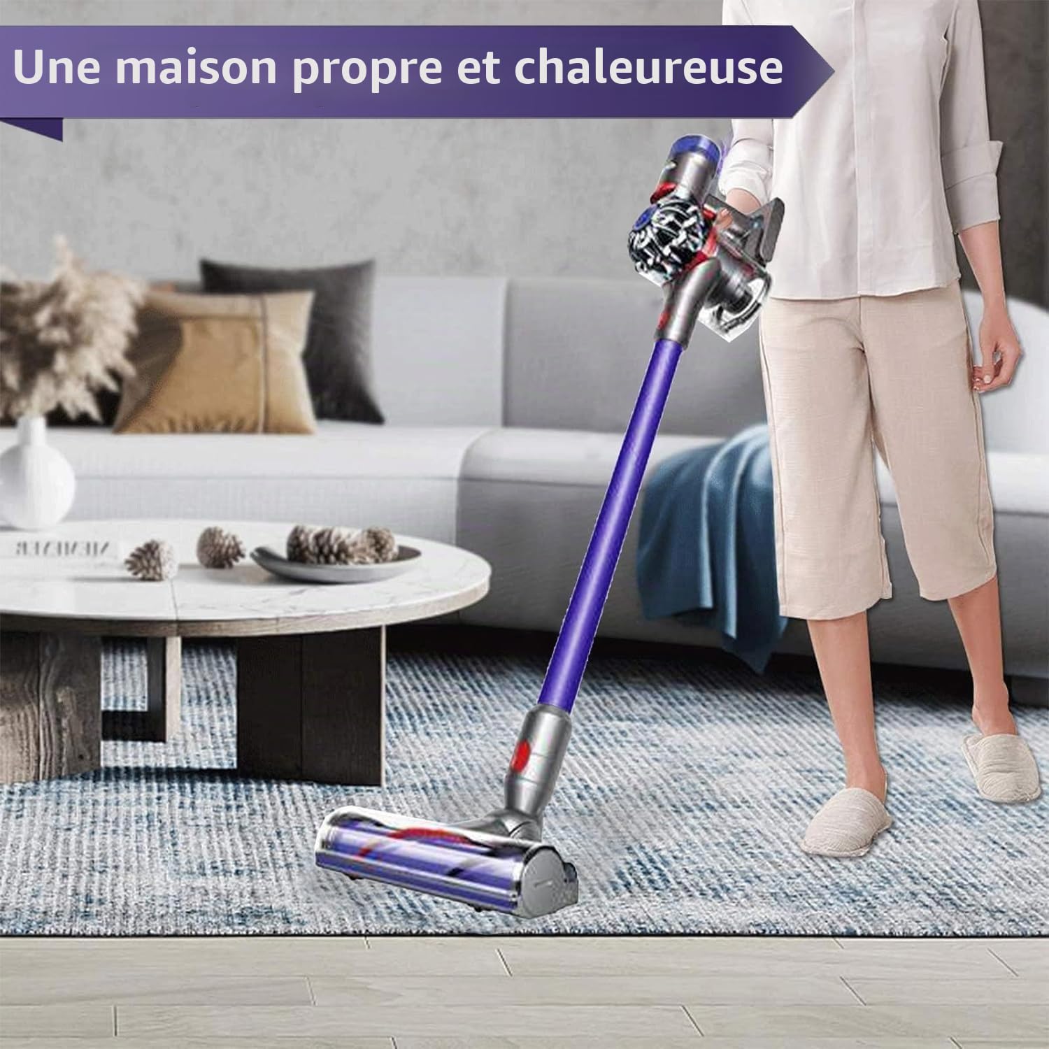 Tête de Brosse Compatible Aspirateur Dyson V12 Detect Slim, Buse de Sol à Turbine à Entraînement Direct, Accessoire de Remplacement pour Sols Durs et Moquettes