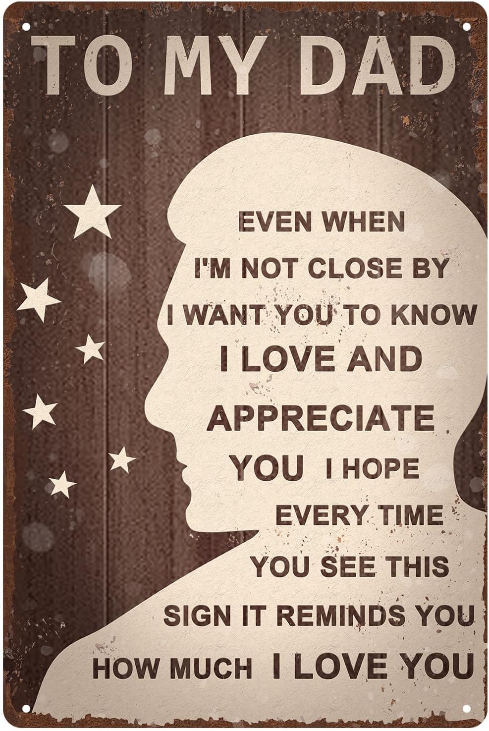 SMAZDFXX for Dad Rustic Tin Wall Art - Vintage Fathers Day Metal Sign Plaque with Love & Thanks, To My Home Office Decor Men, Birthday Ideas from Son Daughter 12"x16"