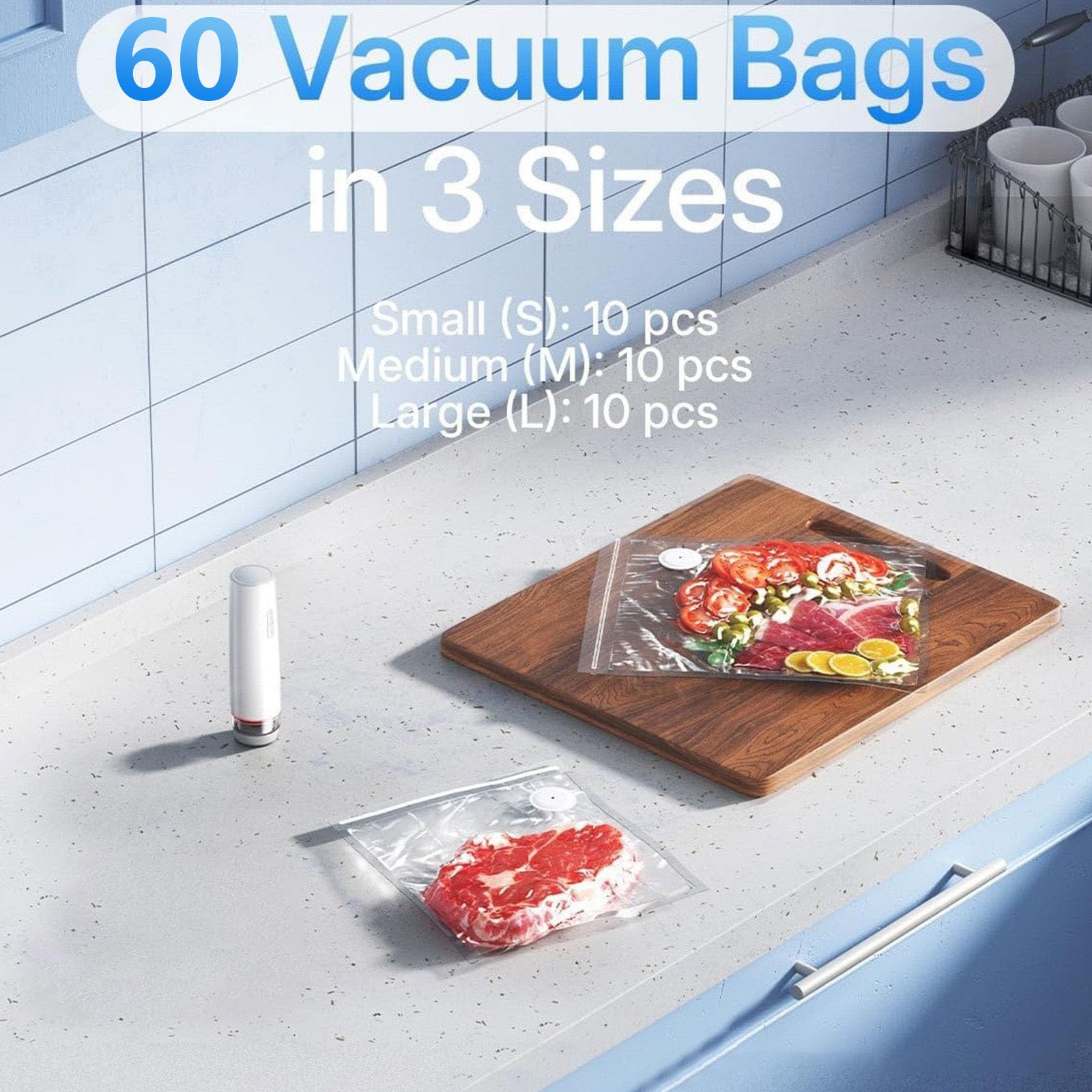 Mastic sous vide portable flexible comprenant 30 sacs recyclables gratuits pour sceller les viandes, les légumes, les collations, réduisant la détérioration et économisant les ressources pour la
