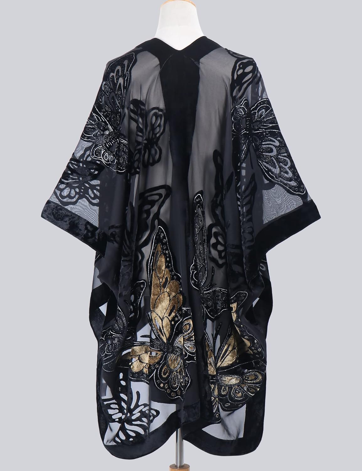 Women's Coverups Burnt-Out Velvet Cardigan Casual Outfit Long Cover Up Velvet Kimono - Image 4