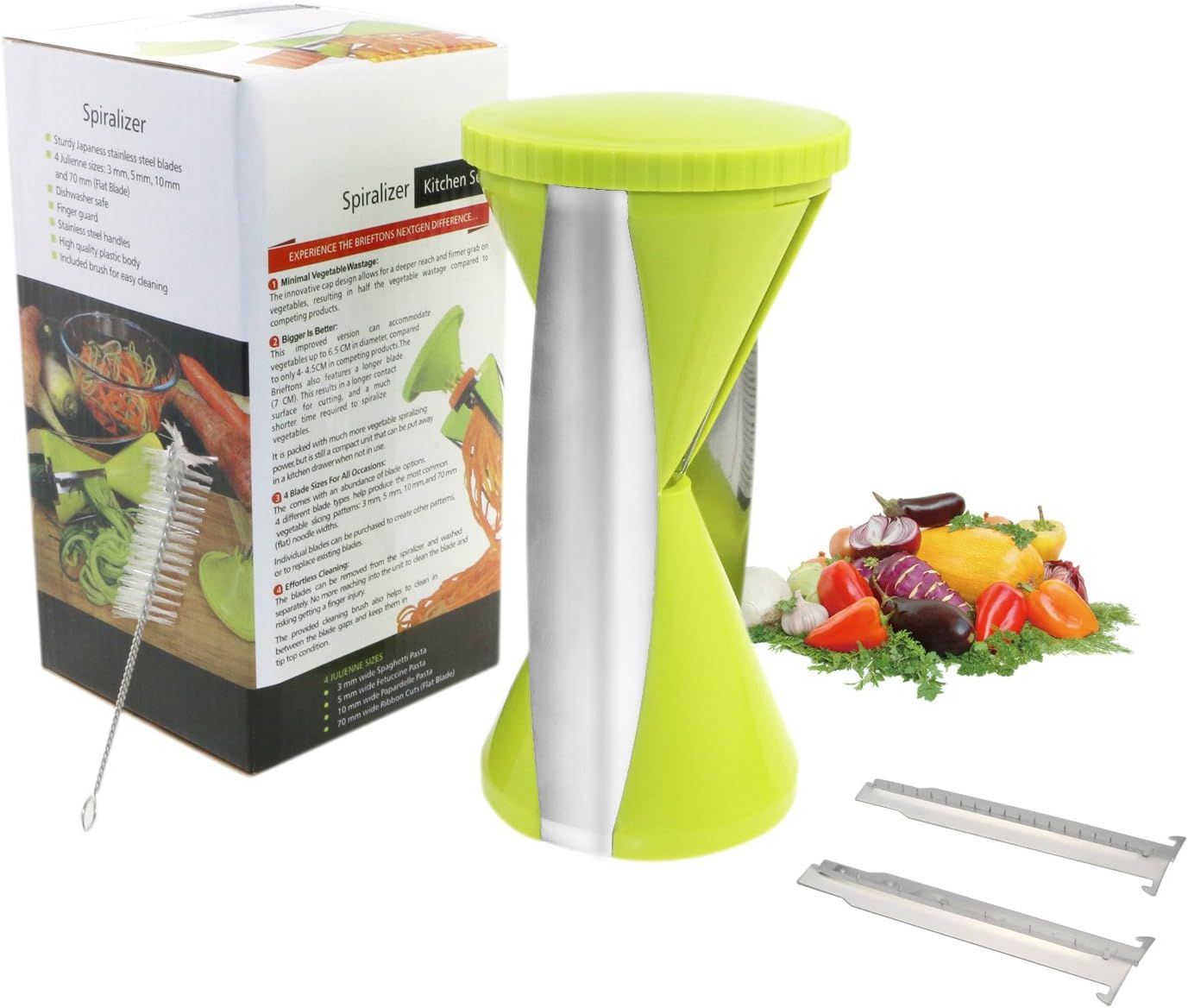 Kitchen 4 You 4 Blade Vegetable Spiral Slicer - Best Spiralizer 150% Bigger for 50% Less Wastage - Pasta Make Cutter