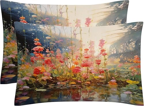 Miniatura 2 de OmErsa Flower Duvet Cover Twin Size Bedding Set 3 PCS, Floral Pattern Comforter Cover & 2 Pillowcases Soft Microfiber Patterned Bedroom Decorations