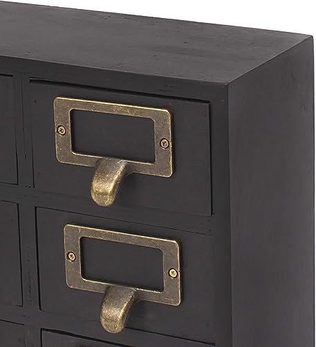 Miniatura 7 de Kate y Laurel cajonera de boticario para escritorio, 9 cajones, madera., Madera, Negro, S