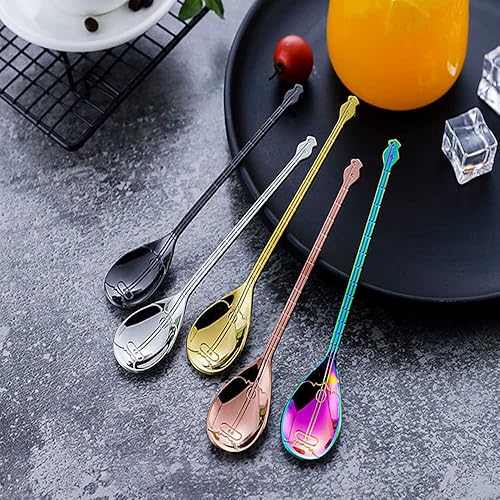 Miniatura 3 de Cuchara de acero inoxidable, cuchara de música, cuchara de café, cuchara de postre, cucharas de helado, cucharas de té, cuchara de amor, bonito