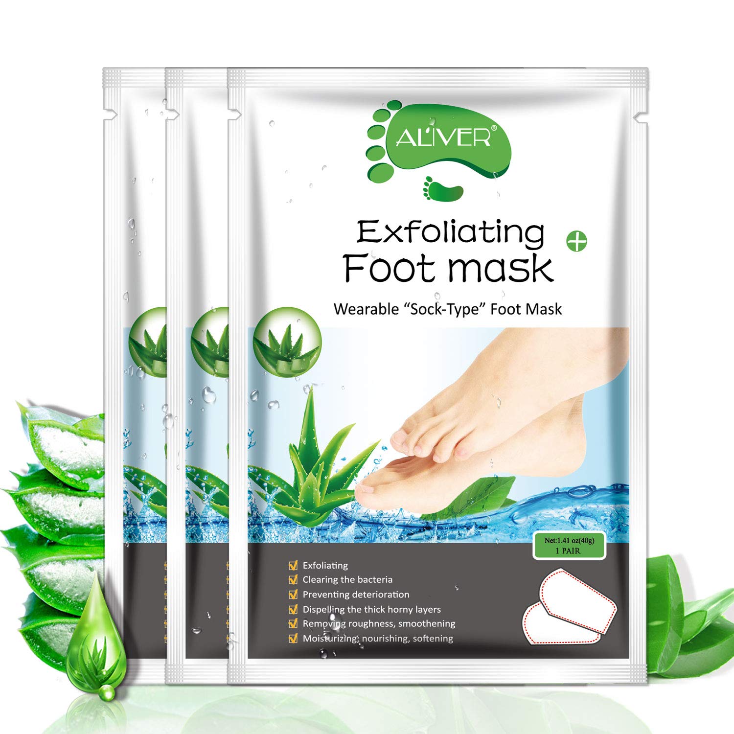 Foot Peel Mask - 3 Pack - For Cracked Heels, Dead Skin & Calluses-Make Your Feet Baby Soft- Removes & Repairs Rough Heels, Dry Toe Skin-Exfoliating Peeling Natural Treatment