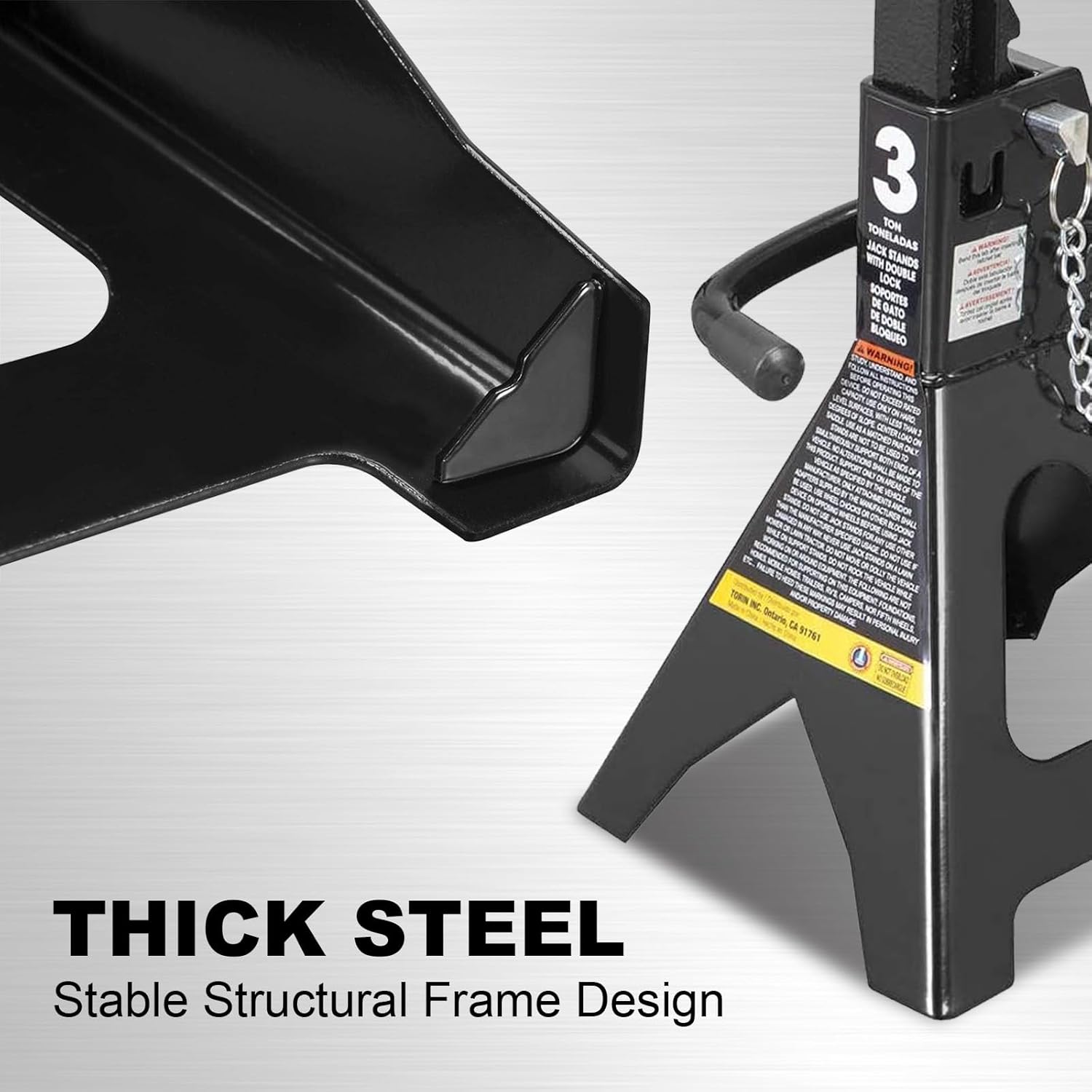 BIG RED AT43002ABR Torin Double Locking Steel Jack Stands, 2 Pack, 3 Ton (6,000 lb), Black