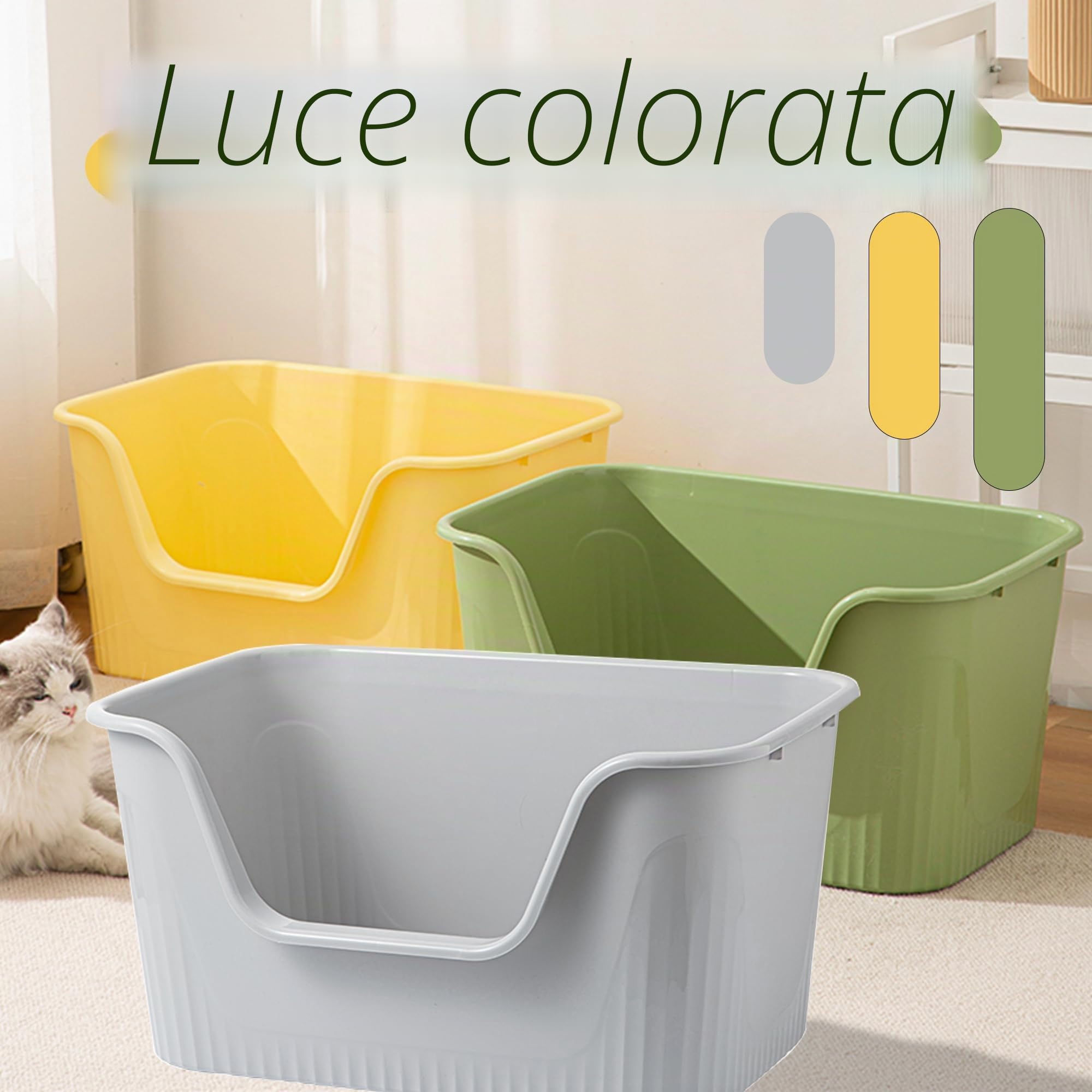 Vealind Grande Top Open Cat Litter Box con High Side Deep XL Lettiera Vassoio Soglia Bassa Pet Anti-Spillage con No Mess Litter Pan