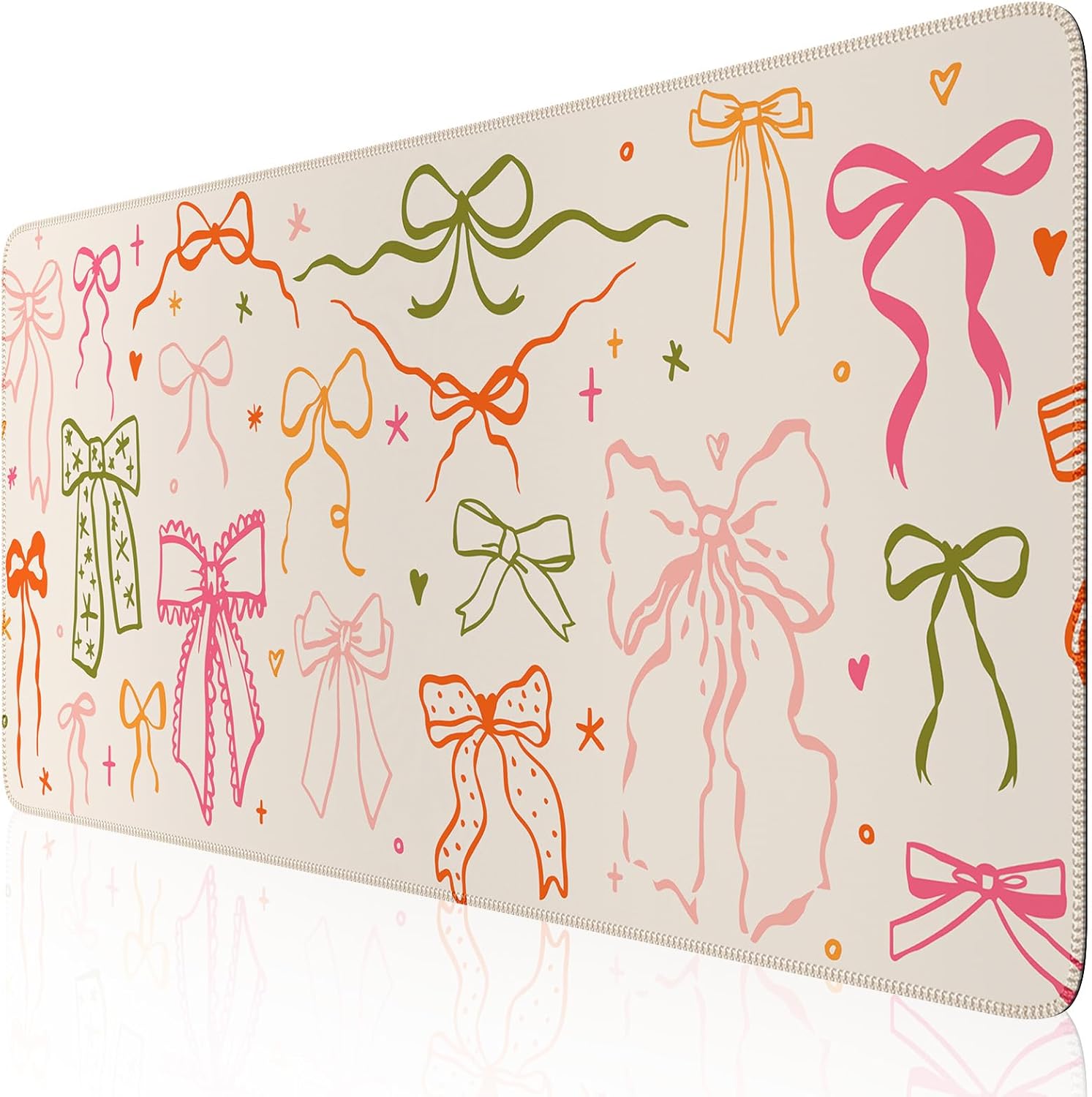 iCasso Desk Mat for Keyboard and Mouse, Large Mouse Pad for Desk, Desk Matt for Desktop, Desk Pad Mat, Anti-Slip Big Mousepad with Stitched Edges for Computer(Colorful Ribbon)