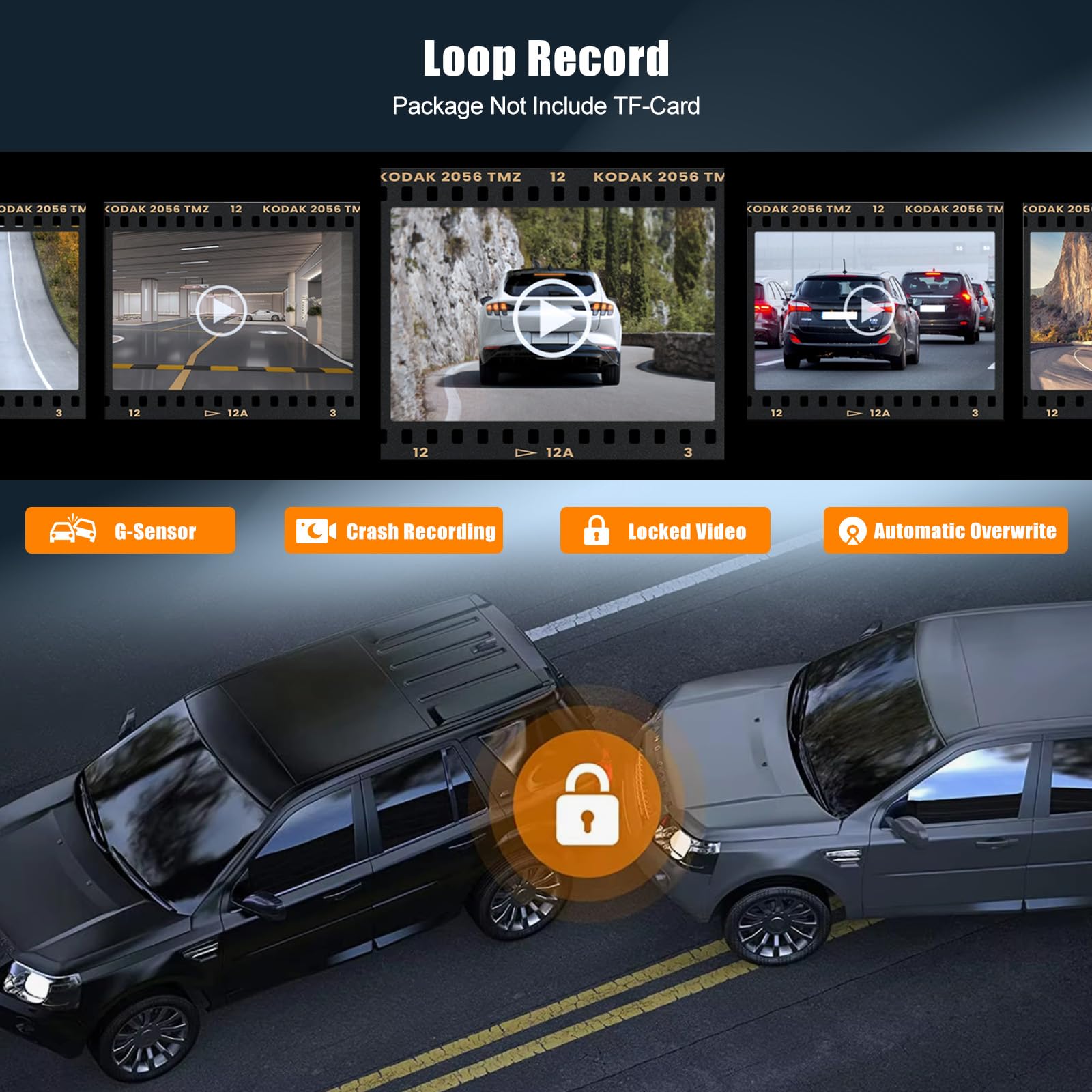 OiLiehu Cámara para Salpicadero 3,19 Pulgadas para Coches, Grabación Frontal e Trasero UHD 4K+4K, Lente Dual con G-Sensor/Control App/Grabación en Bucle/Visión Nocturna/Asistencia de Marcha Atrás