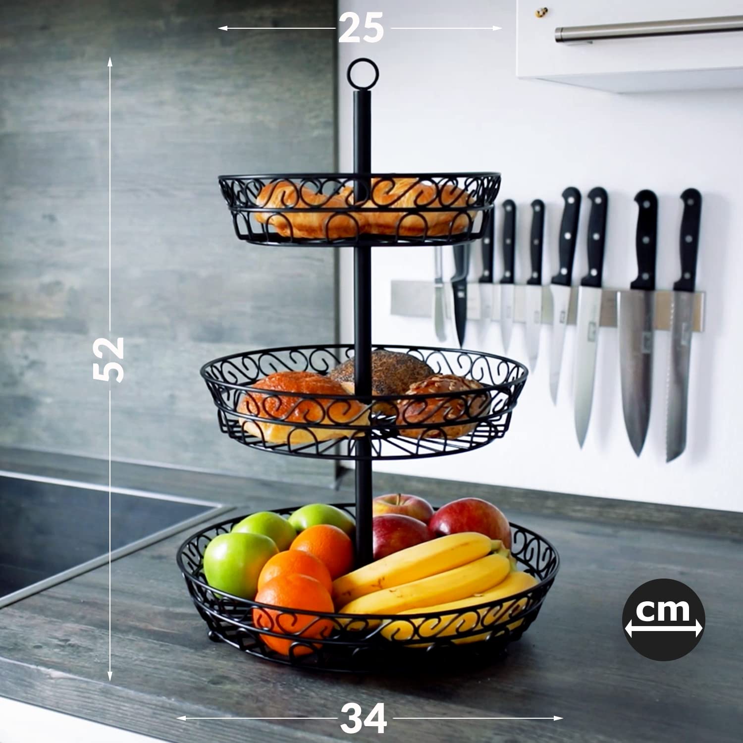Chefarone fruit etagere 34 cm - XL fruitschaal voor meer ruimte op het werkblad