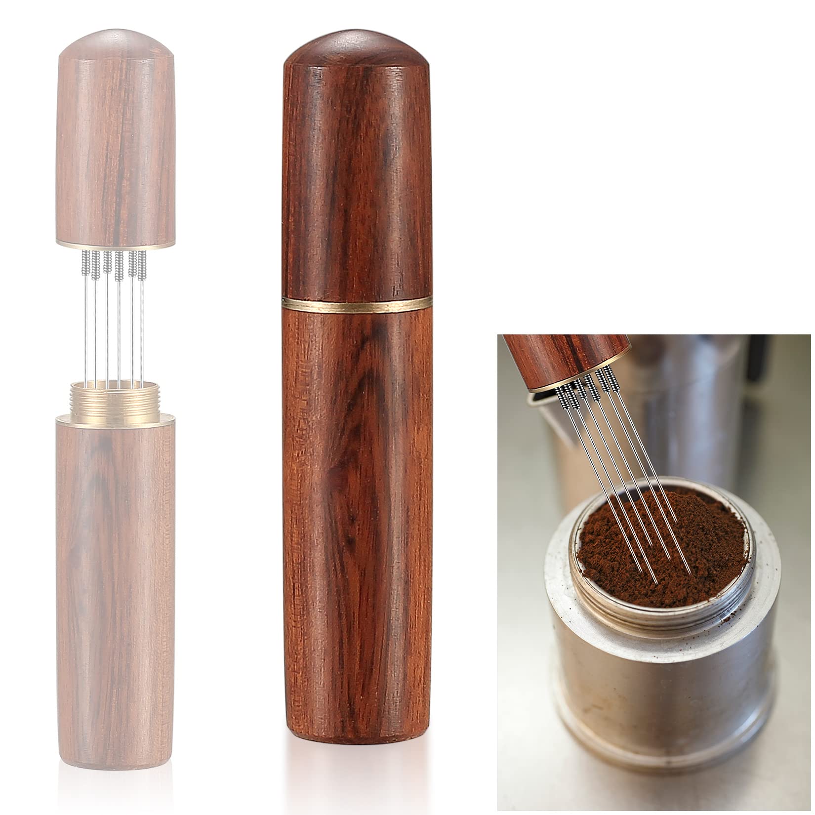 JinZeYou WDT Distribution Tool, Espresso Distributor Tool with 6 Needles, Espresso Coffee Stirrer, Needle Distributor, Coffee Tamper, Espresso Needle Distributor, Stirring Tool for Mixing Ground