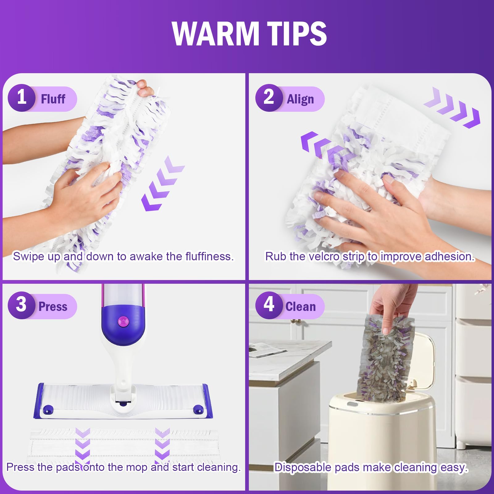 40 repuestos desechables compatibles con Swiffer Power Mop, almohadillas Powermop para multisuperficie, almohadillas para limpieza de suelos, sin perfume
