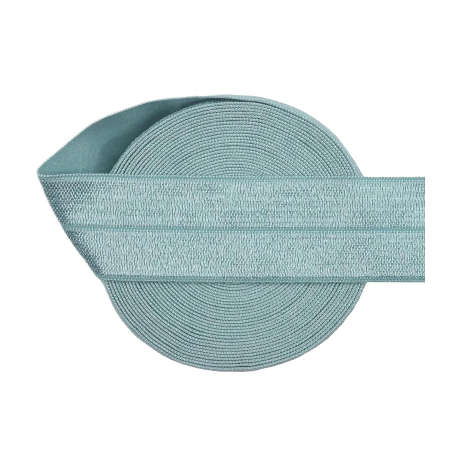 1" 25mm Solid Spandex Satin Bandfold Over Elastic, Nile Blue, 25mm,2 Yards
