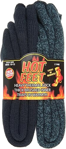 HOT FEET Thermal Socks for Men 24 Pack, Extreme Cold Boots Socks -Winter Insulated Socks, Cold Weather Size 6-12.