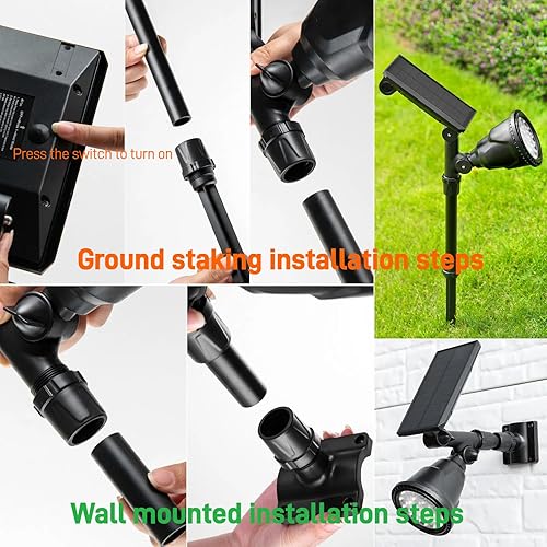 Miniatura 5 de Focos solares brillantes para exteriores, impermeables, superbrillantes, 18 LED, 300 lúmenes, 2 modos de encendidoapagado, luz de pared ajustable,