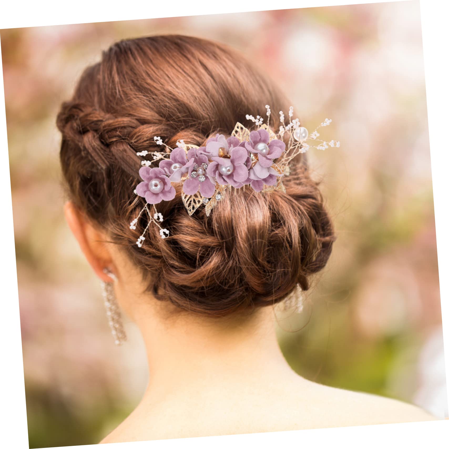 Healeved 20piezas Horquillas De Flores Para Novia Tocado Elegante De Novia Accesorios De Cabello Para Bodas Peina Decorativa Diseño Floral y Morado