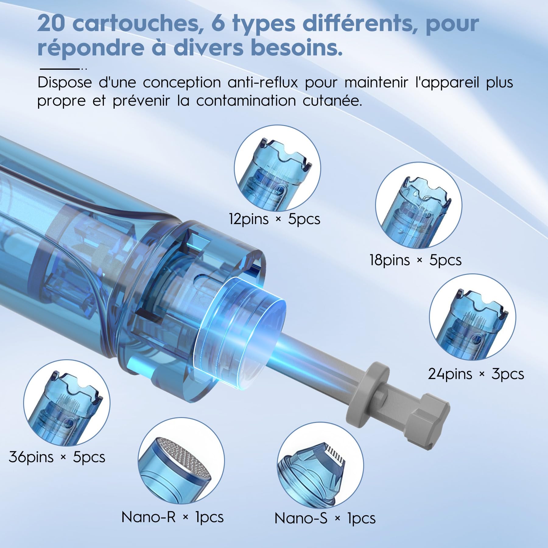 Dr. pen Ultima M8S Microneedling Pen, Stylo de Microneedling Professionnel Sans Fil avec 20 Cartouches, 6 Vitesses Réglables et Affichage LED, pour la Croissance du Visage, Corps, Cheveux