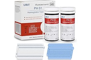 URIT Anemia Blood Hemoglobin Test Meter Test Strips - 50 Test Strips & 50 Lancets