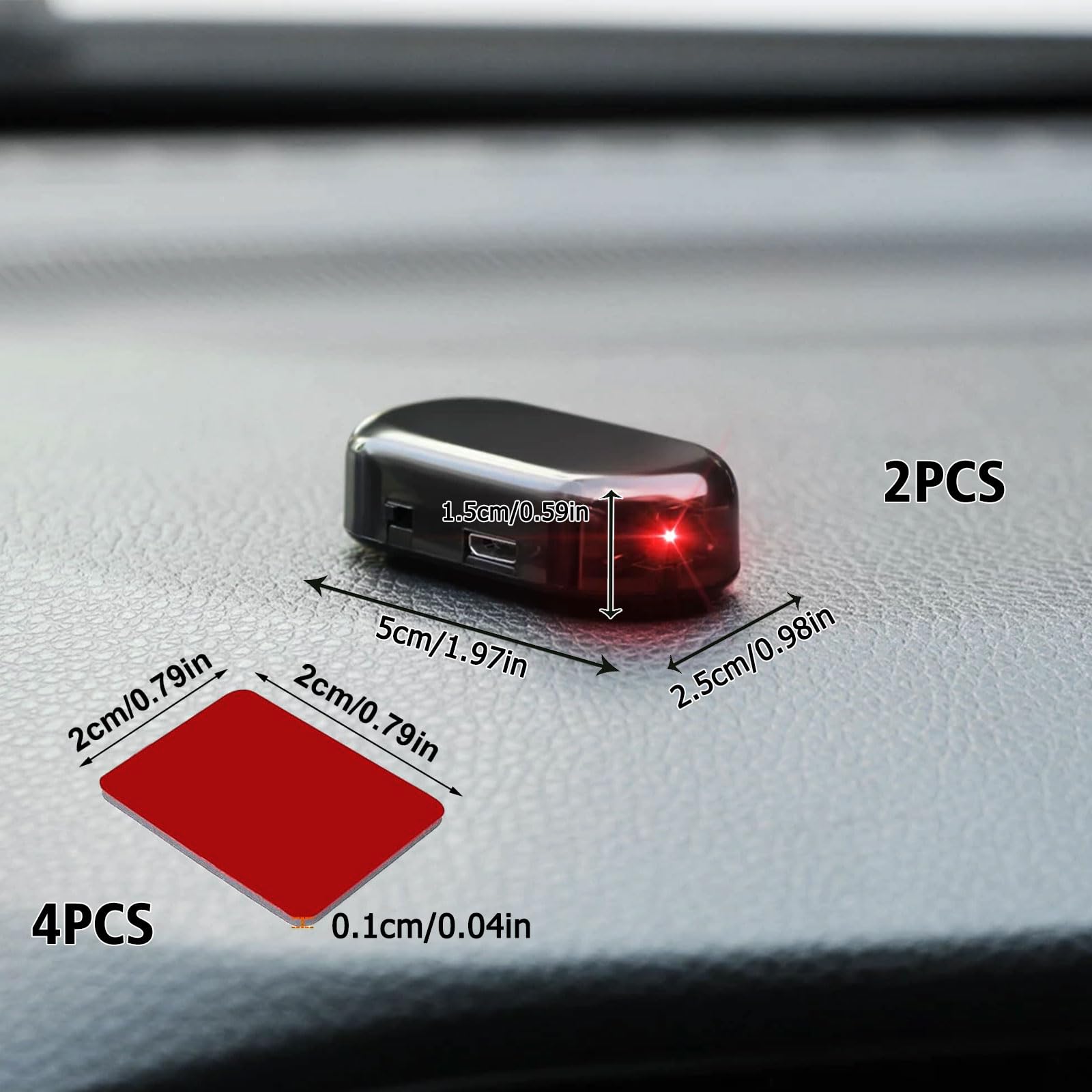 Alarme Solaire LED Voiture – Simulateur Antivol Clignotant Rouge Avec USB, Recharge Solaire, Installation Facile