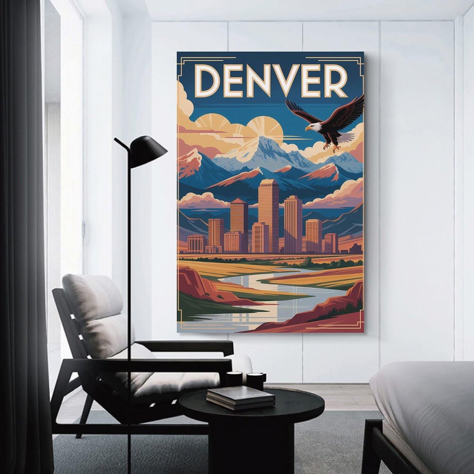 Junmoney Denver Travel Decorative Canvas Print 20x30inch(50x75cm), for Gallery Wall Layouts in Home Or Office, Home Wall Art for Statement Displays