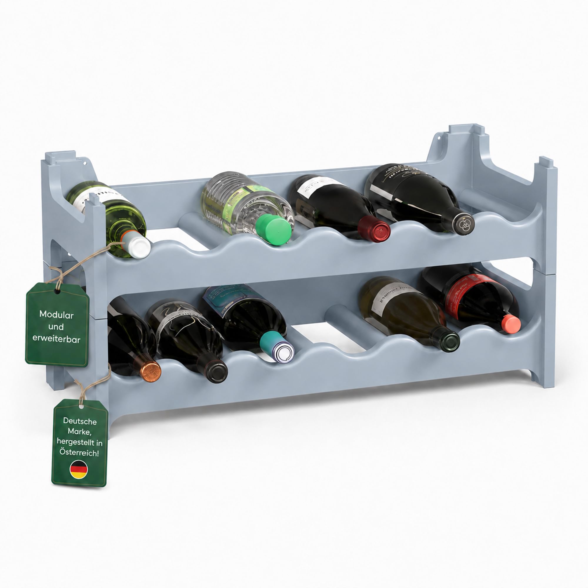 ARTECSIS® Weinregal stapelbar & modular erweiterbar Kunststoff für 12-72 Weinflaschen - Stabiles Flaschenregal & Getränkeregal Gastronomie-Qualität - Flaschen Weinständer & Weinflaschenhalter