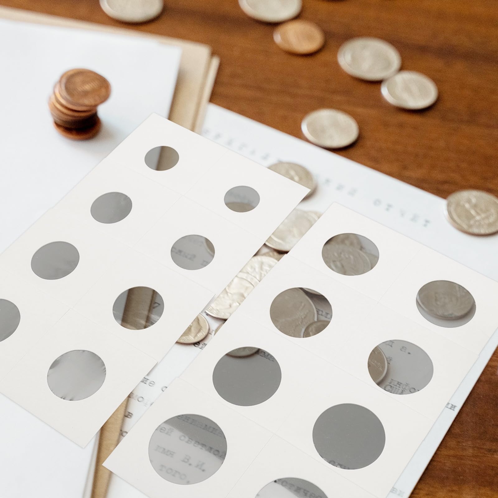 YARNOW 400 Pezzi Porta Monete in Carta Bianca per Collezionisti Varie Dimensioni da 17.5mm a 31.5mm per Conservare e Mostrare Monete d'Argento e Rame
