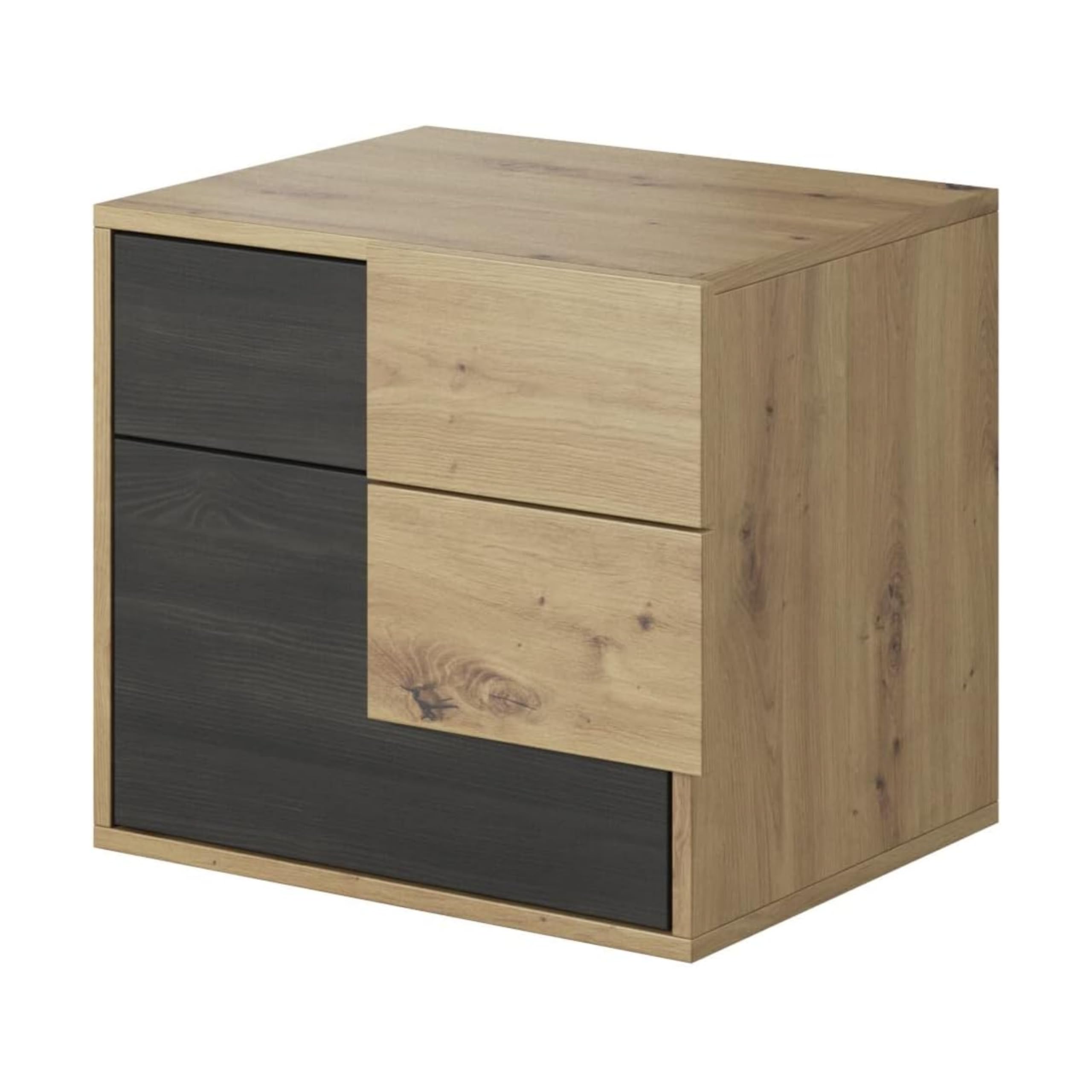 Bafra - Chambre à Coucher Adulte Complète Avec Lit 160x200 Sans Matelas, 2 Tables De Chevet, Commode, Armoire Avec Portes Coulissantes L:200 x H:208 x P:65 cm, Artisan Chêne Kiefer