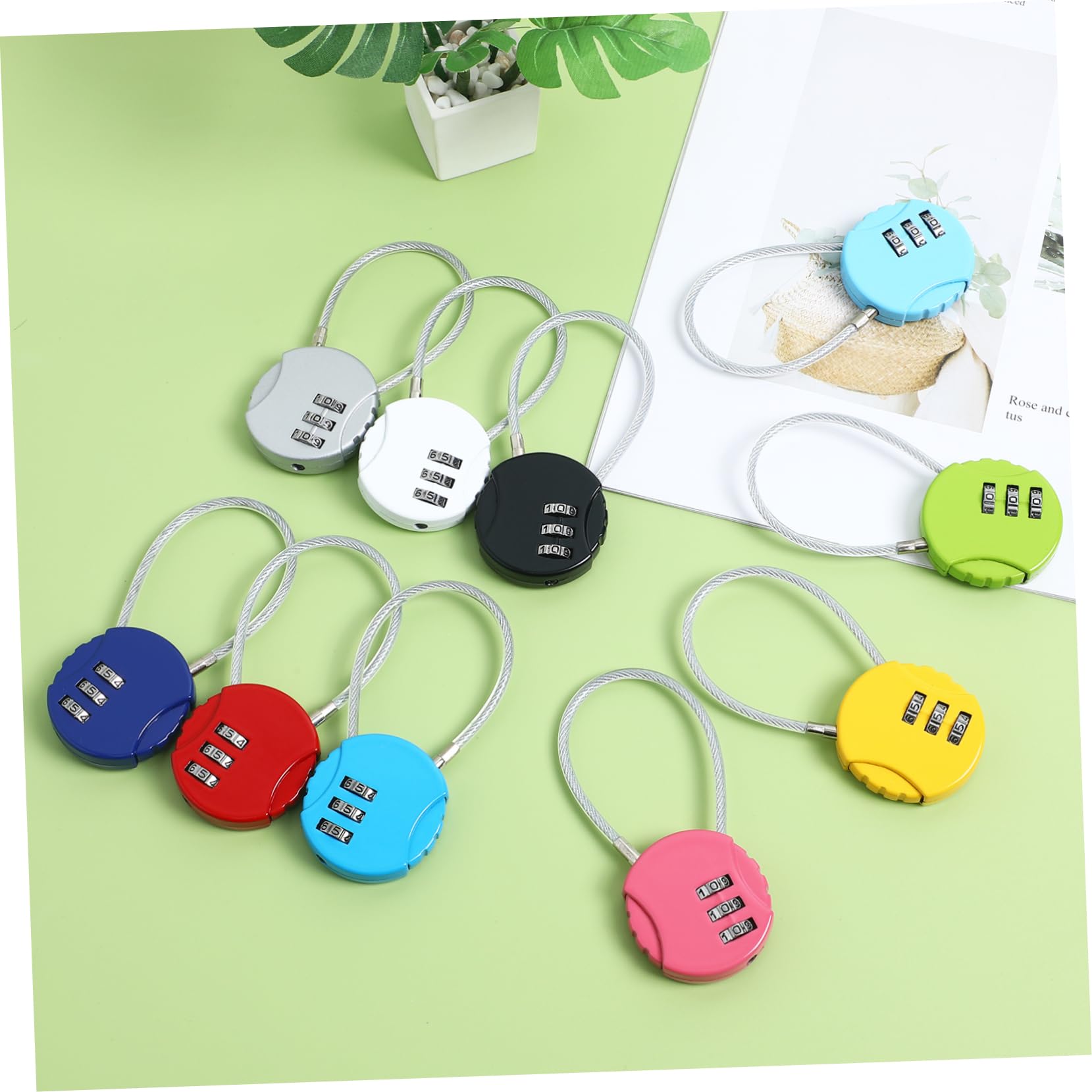 NUOBESTY 5 set Lucchetto Con Corda In Acciaio Numero Lucchetto Da Viaggio Per Valigie Per Valigie Con Codice Per ie Per 10 pezzi * 5