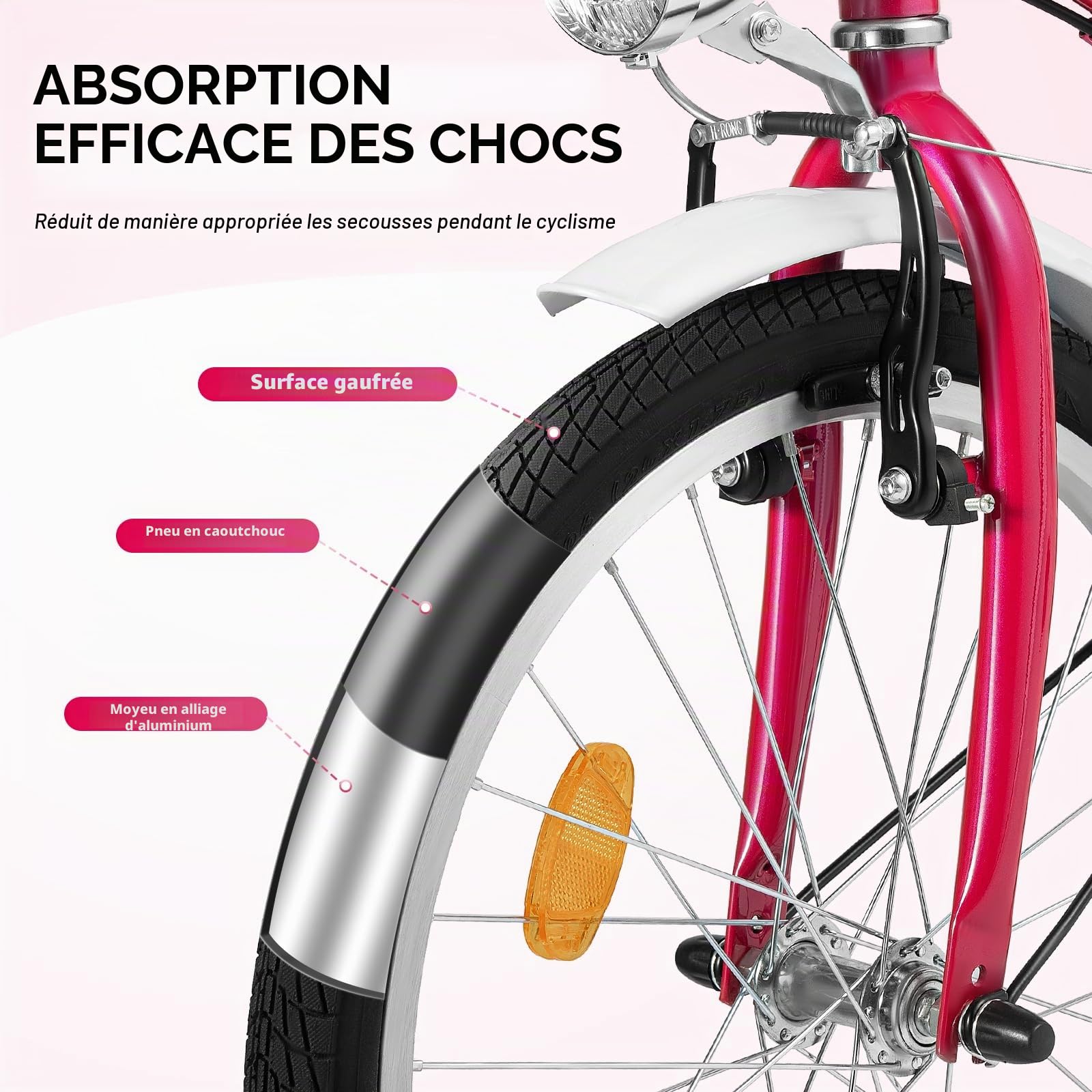 Vélo 20 pouces 6 vitesses pour enfant fille - 20 pouces - Pré-montage - Rose - Vitesse et hauteur réglables - Pour les personnes d'une taille de 57 à 64 pouces