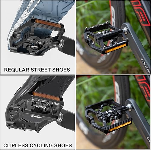 Miniatura 3 de Pedales de bicicleta de montaña con reflector, pedales de plataforma de doble función y sin clip, pedal de bicicleta de 916 pulgadas compatible con