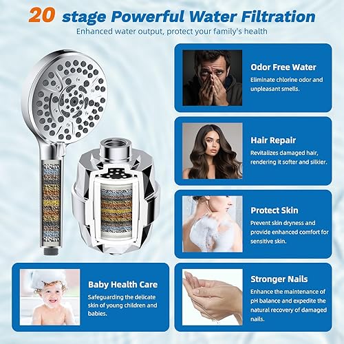 Miniatura 6 de Hibbent Combo de cabezal de regadera, 13 pulgadas, alta presión, 5 chorros, 10 modos de pulverización, brazo metálico desviador de 4 vías con modo