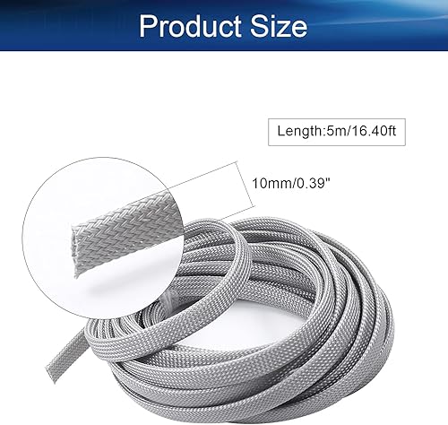 Miniatura 2 de Bettomshin 1 funda de organización de cables de 16.4 pies (16.4 ft), protector de cable gris PET de 38 pulgadas de ancho, tubo de telar de alambre