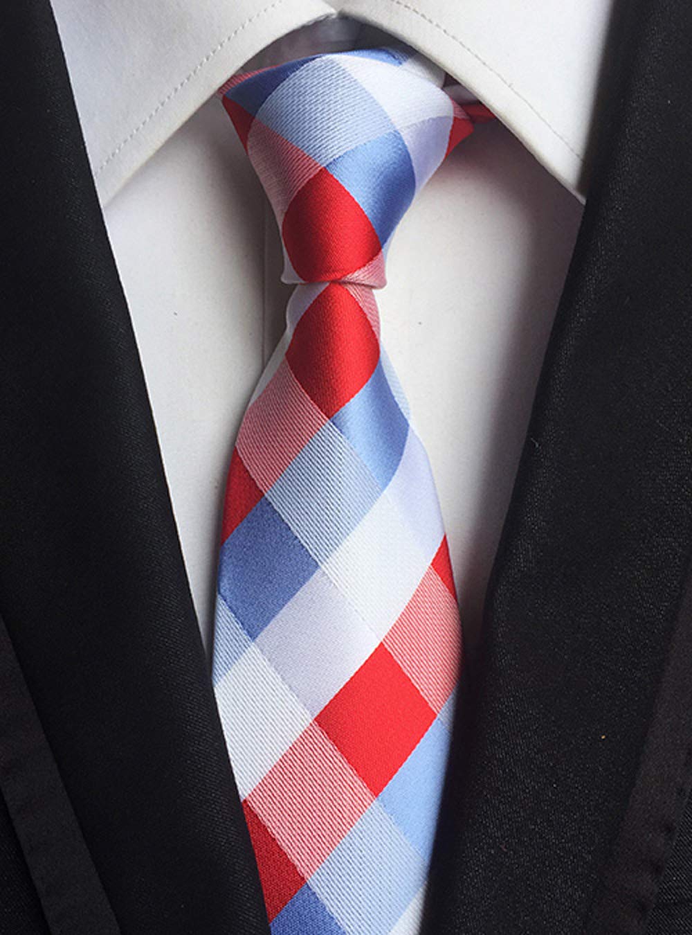 Secdtie Pack de 4 corbatas para hombre, diseño de rayas clásicas, jacquard - azul - talla única