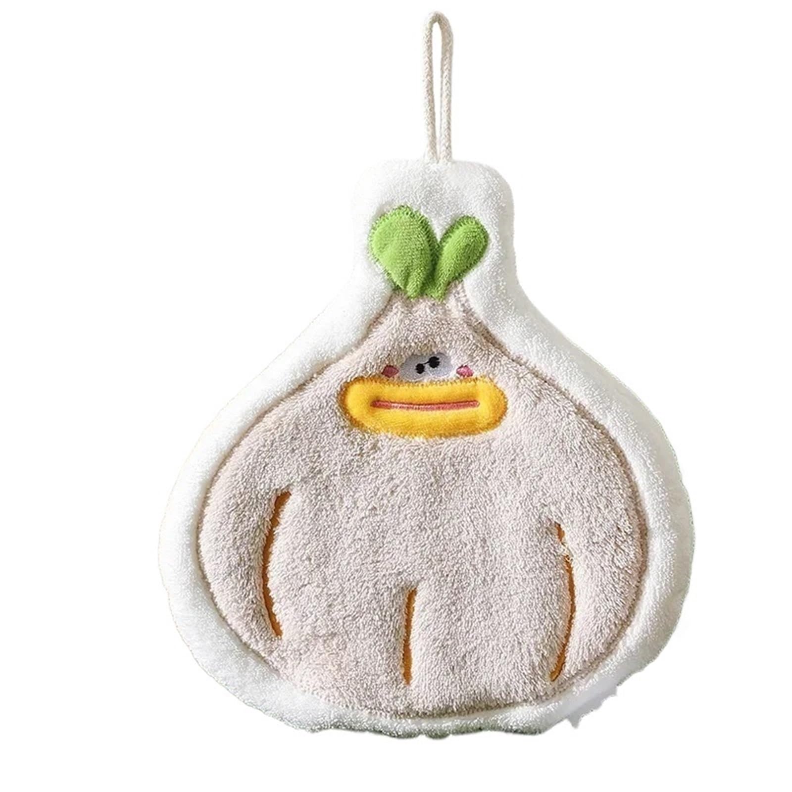 FGUJSUR Hand Towels Cute Hanging Towel Bathing Hand Coral Fleece Handkerchiefs Absorbent Wipe Cloth(Khaki)