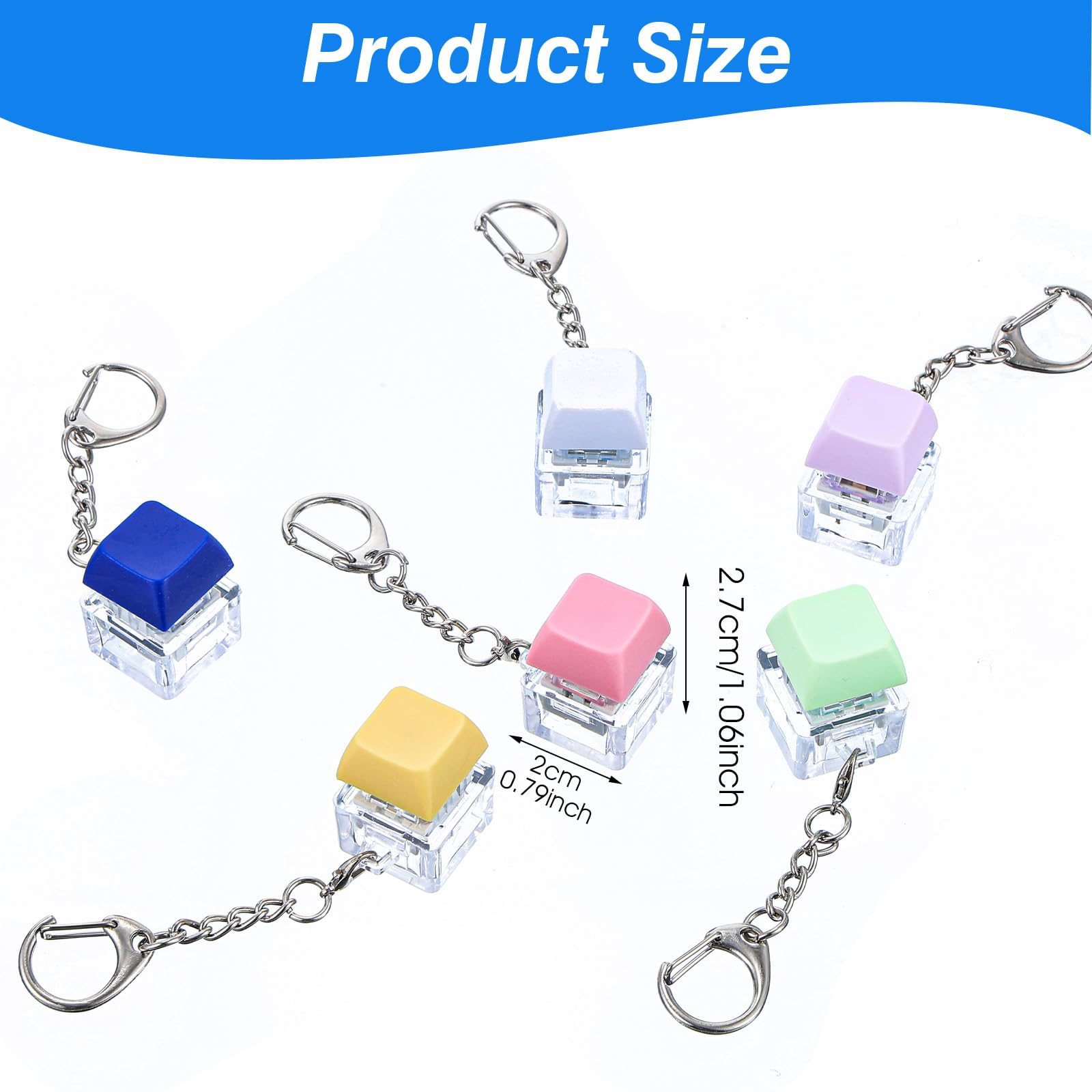 Mabor 6 sztuk fidget zabawka fidget keyboard, breloczek do kluczy z nasadkami na klawisze i guzikami, dla kobiet i mężczyzn, redukuje stres i spędzanie czasu (6 kolorów)