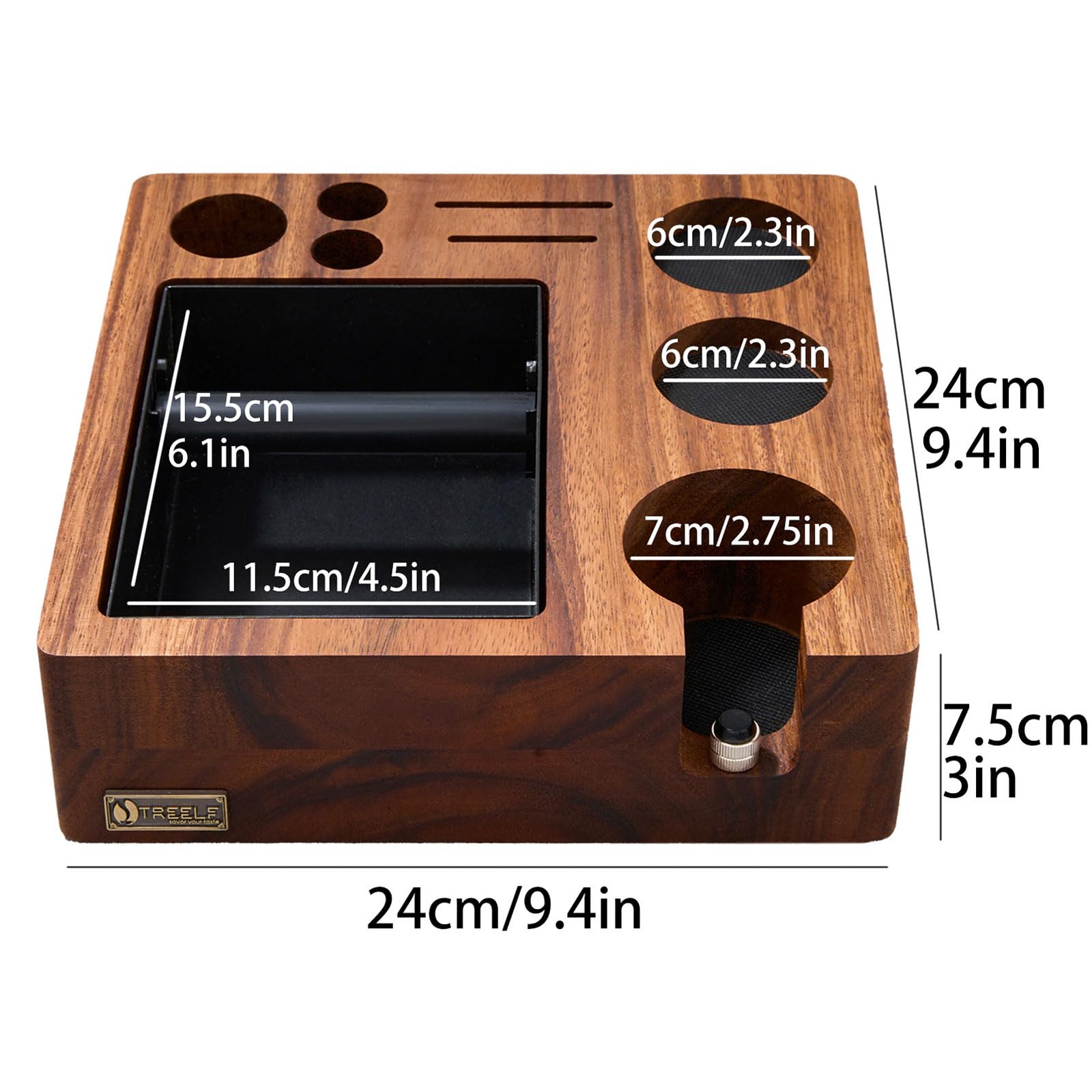 Stabile Pekannuss Kaffeezubehör Aufbewahrung mit elegantem Design, um Ihren küchenfreundlichen Kaffeewagen zu ergänzen