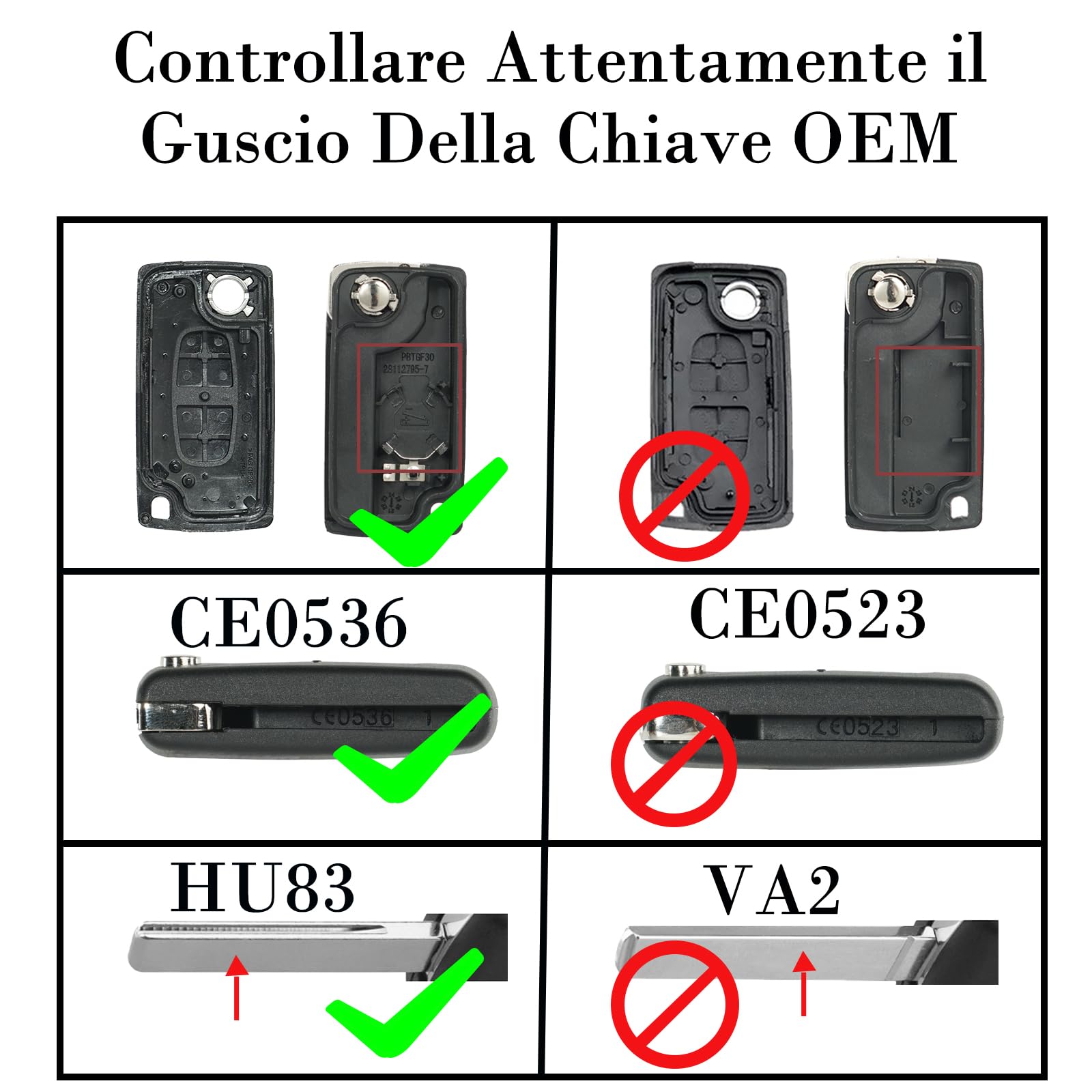 SUPALAND Guscio Chiave di Ricambio a 2 Tasti Hu83 CE0536 per Citroen C2 C3 C4 C5 C6 C8 Picasso Peugeot 206 207 307 307S 407 308 con Cacciavite e Catena Portachiavi